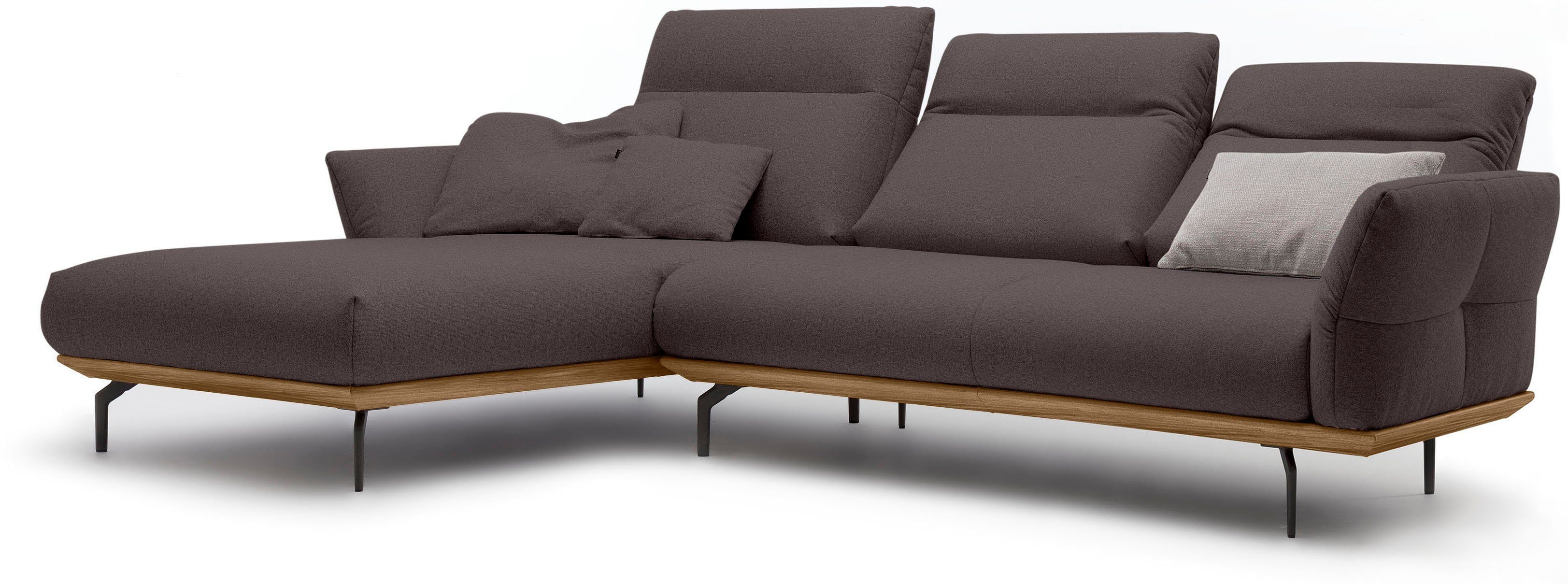 Sockel Breite Nussbaum, 298 Ecksofa cm Umbragrau, sofa in in hs.460, hülsta Winkelfüße