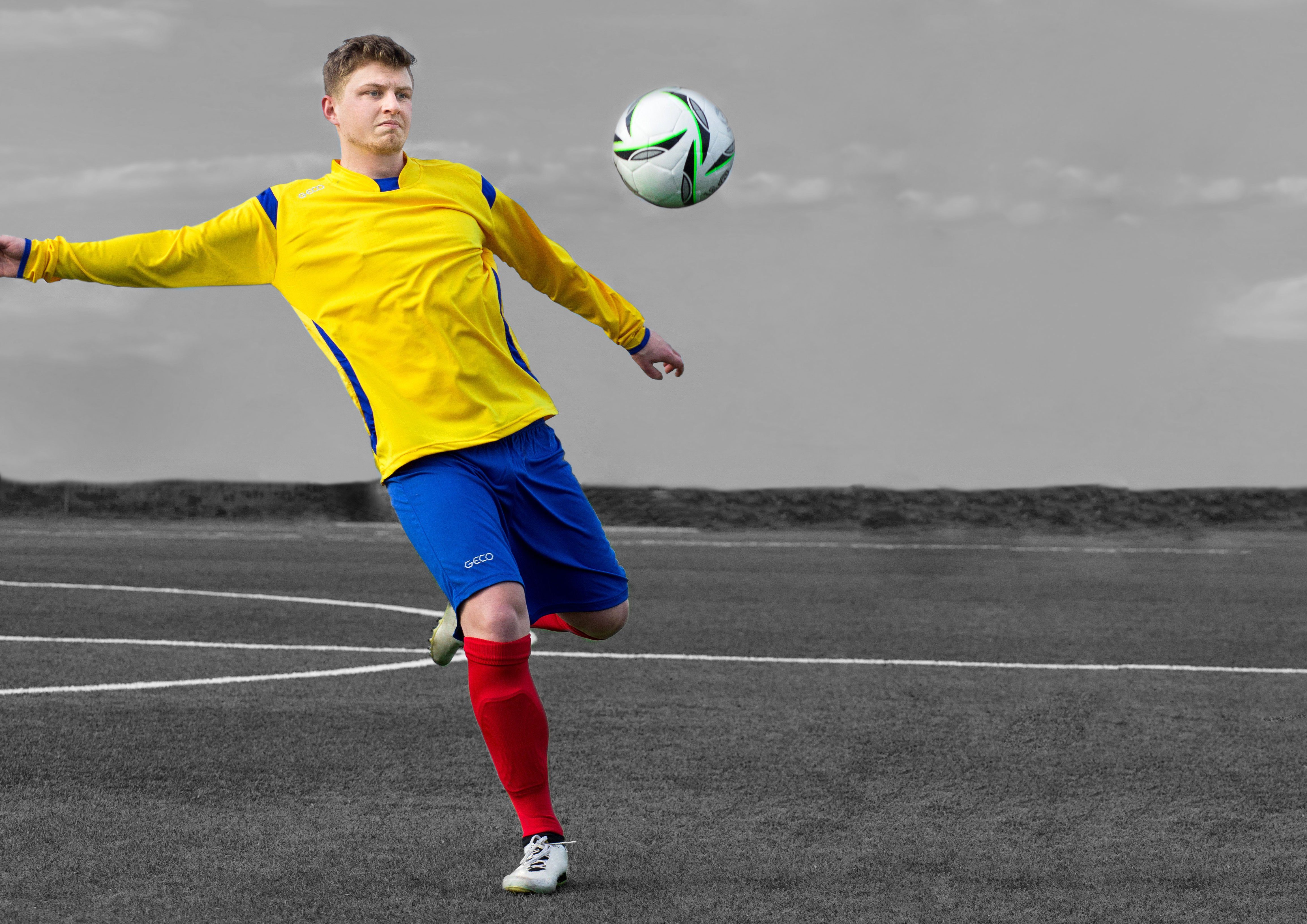 Stutzenstrümpfe strapazierfähig Stutzenstrümpfe Passform Strumpfstutzen Sportswear Fußball Geco perfekter sky mit CALIMA