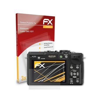 atFoliX Schutzfolie für Panasonic Lumix DMC-GX1, (3 Folien), Entspiegelnd und stoßdämpfend