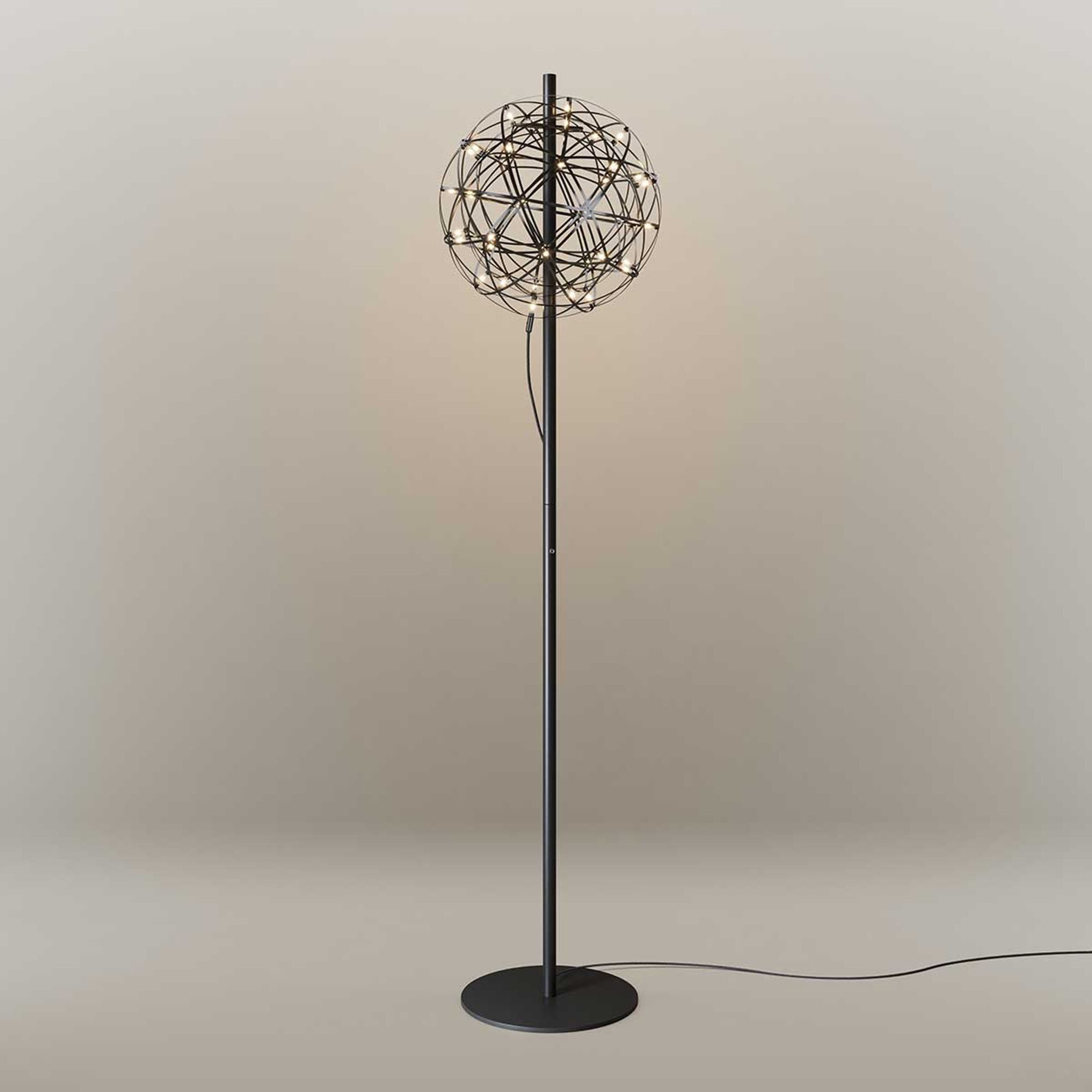 s.luce Stehlampe Atom LED-Stehleuchte aus Metall mit Touchdimmer Schwarzchrom, Warmweiß