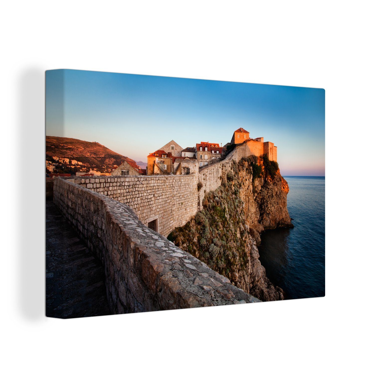 OneMillionCanvasses® Leinwandbild Dubrovnik in Kroatien, umgeben von einer Stadtmauer, (1 St), Wandbild Leinwandbilder, Aufhängefertig, Wanddeko, 30x20 cm