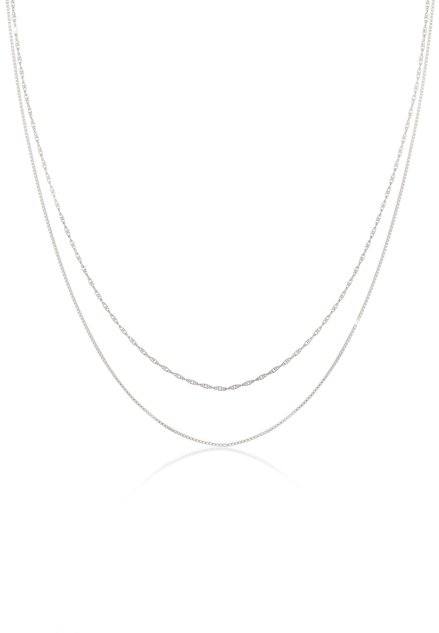 Valentinstagsgeschenk Elli Ketten-Set Choker Set (2tlg) Venezia Gliederkette 925 Silber, silberfarben, Silber