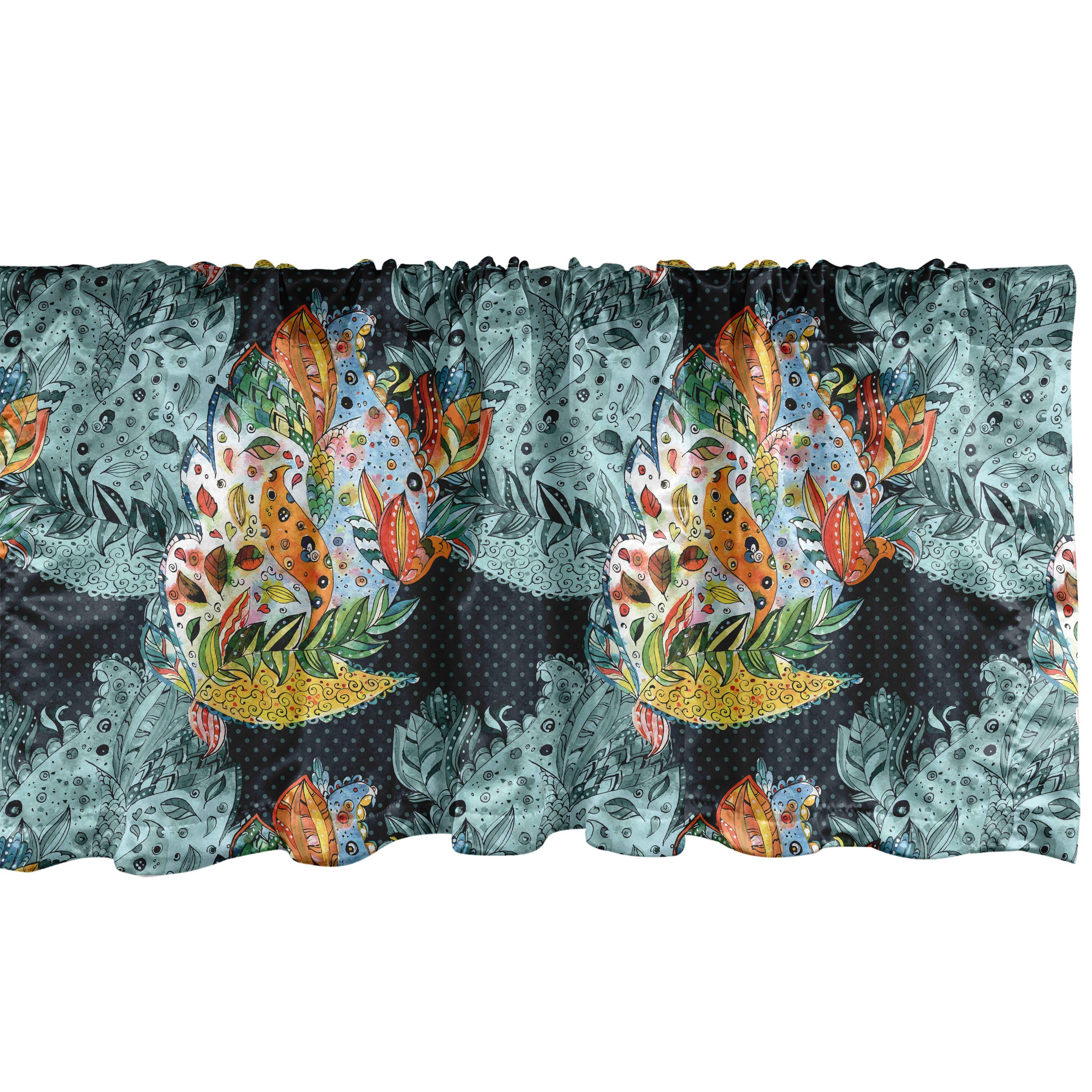 Scheibengardine Vorhang Volant für Küche Schlafzimmer Dekor mit Stangentasche, Abakuhaus, Microfaser, Paisley Orientalische Art-Motive
