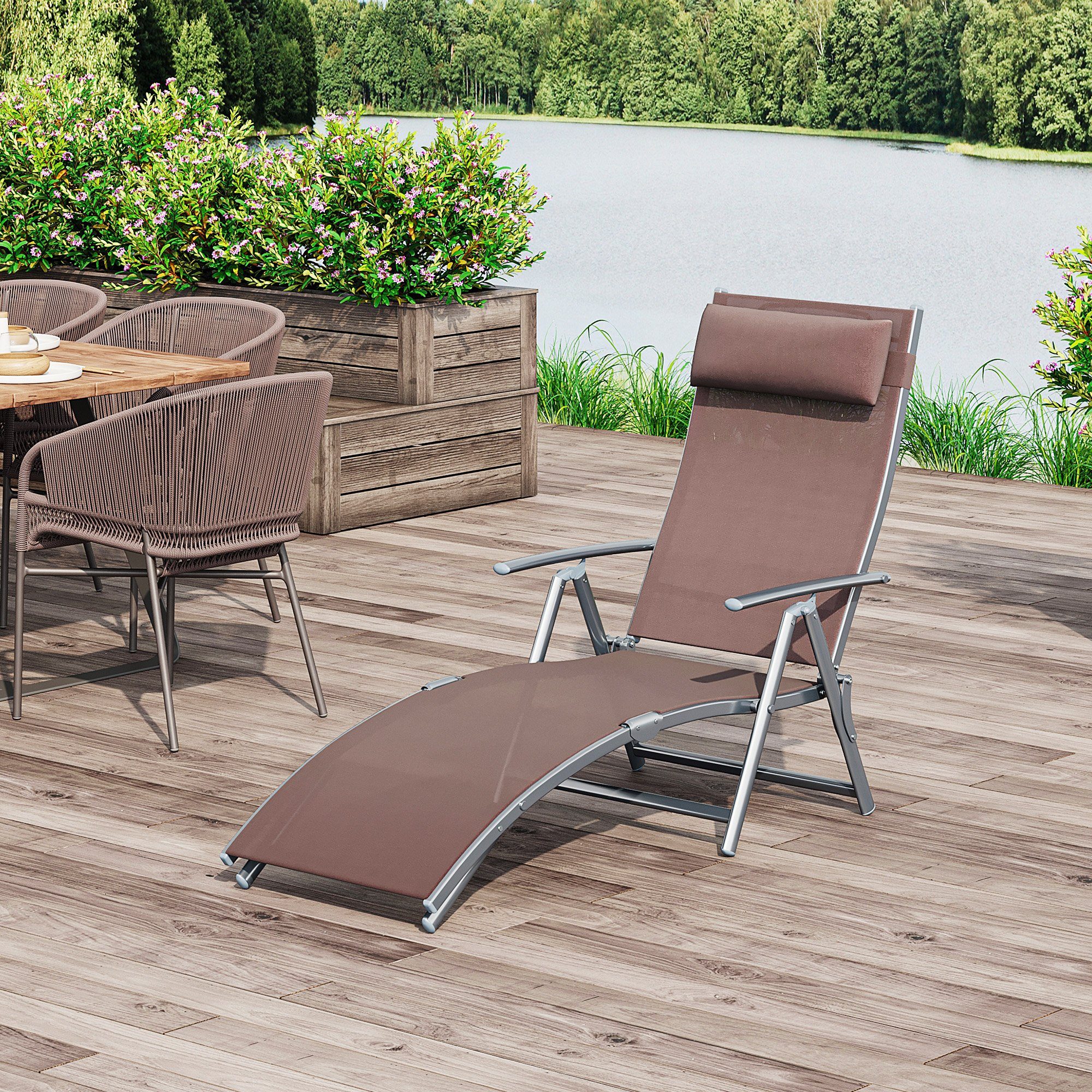 Outsunny Gartenliege Garten Metall Stoff 137 günstig online kaufen