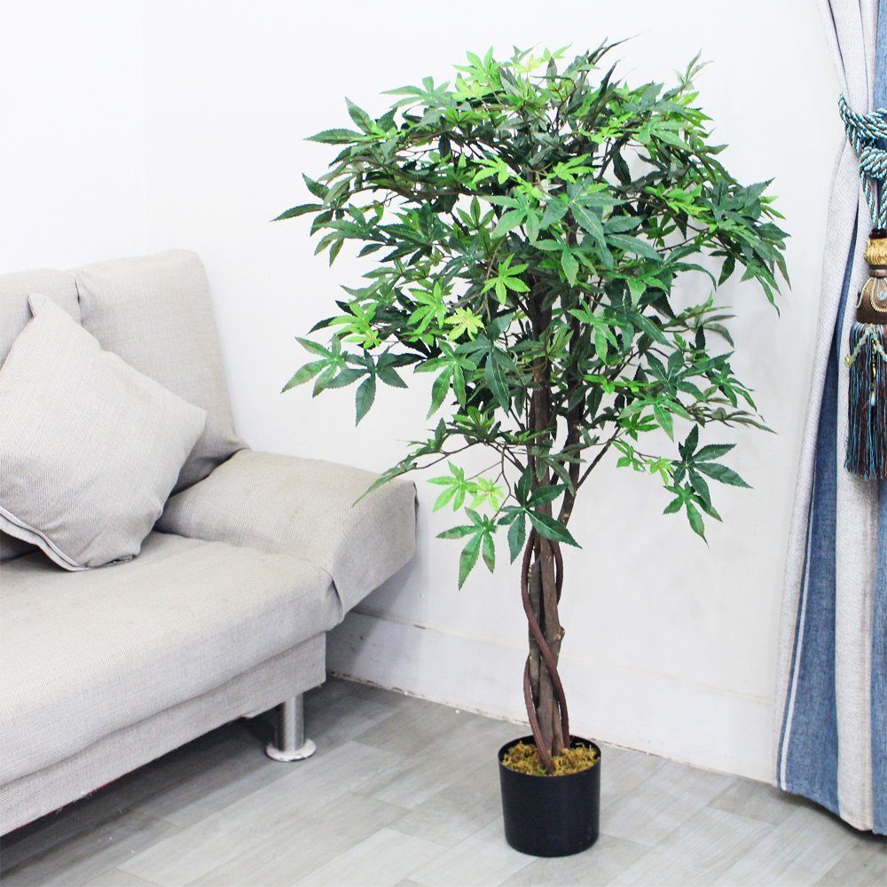 Kunstbaum Ahorn Ahornbaum Kunstbaum Künstliche Pflanze mit Echtholz 120 cm Ahornbaum, Decovego, Höhe 120 cm