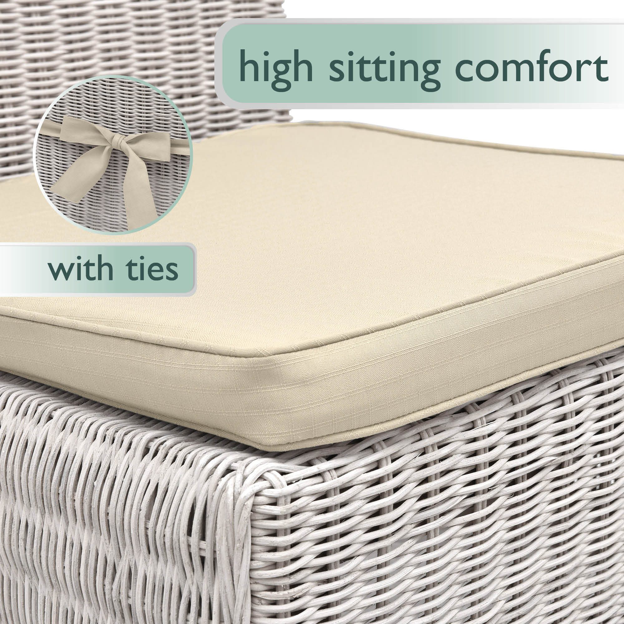 Beautissu Stuhlkissen 4er Set Stuhlkissen Pia, 40x45cm, Natur, Sitzkissen Gartenstuhlkissen, Sitzpolster für Rattanstühle, Outdoor