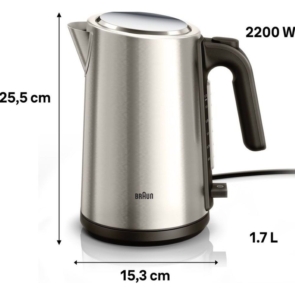 Braun Wasserkocher WK 5205 BK - Wasserkocher - Edelstahl, 1.7 l, 2200 W