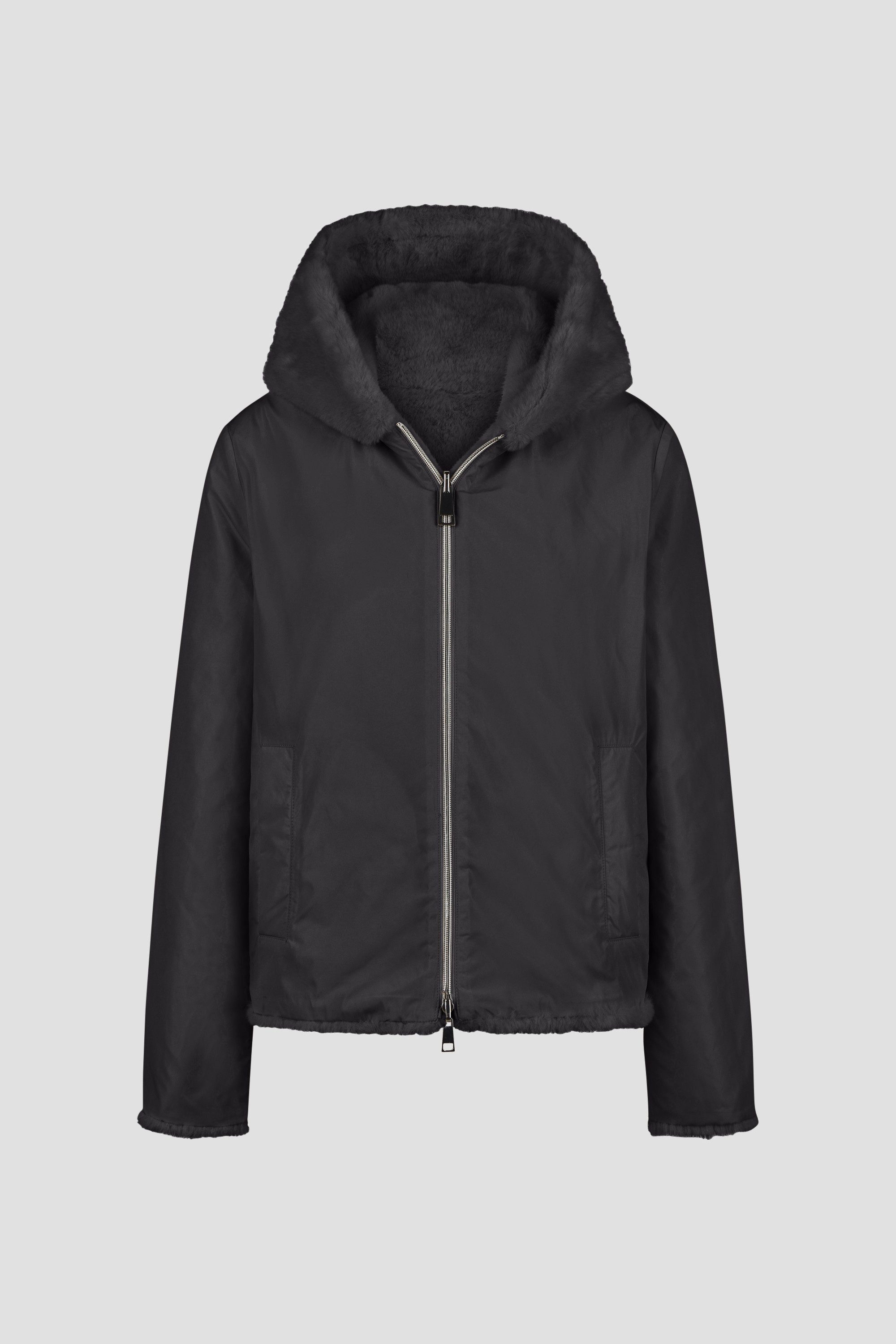 Barbara Lebek Wendejacke kuschelige Damenjacke mit Fellimitat / glattem Oberstoff