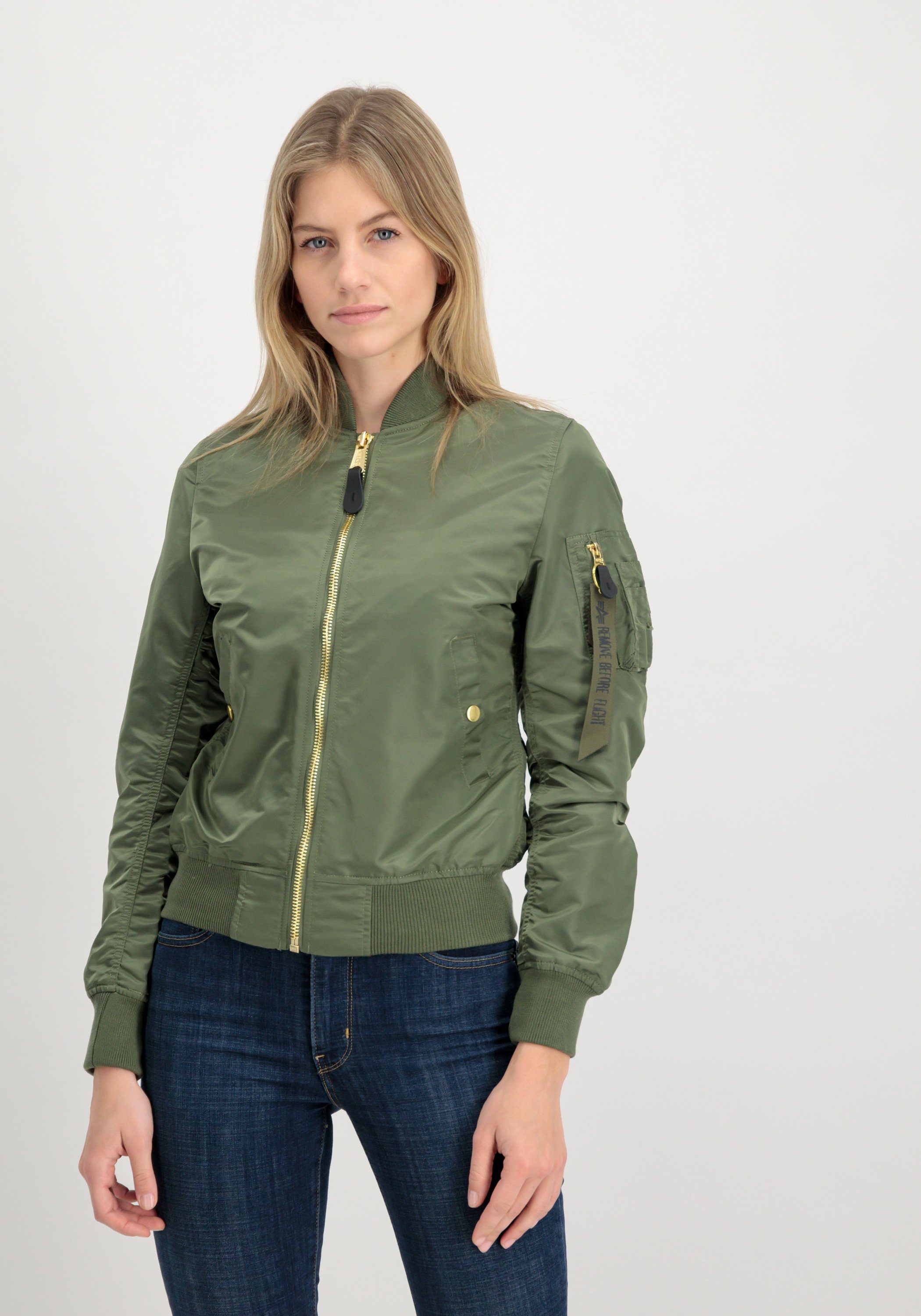 Alpha LW Women Bomber Industries sage-green/gold Alpha Industries & Flight - Bomberjacke MA-1 Wmn Jackets VF