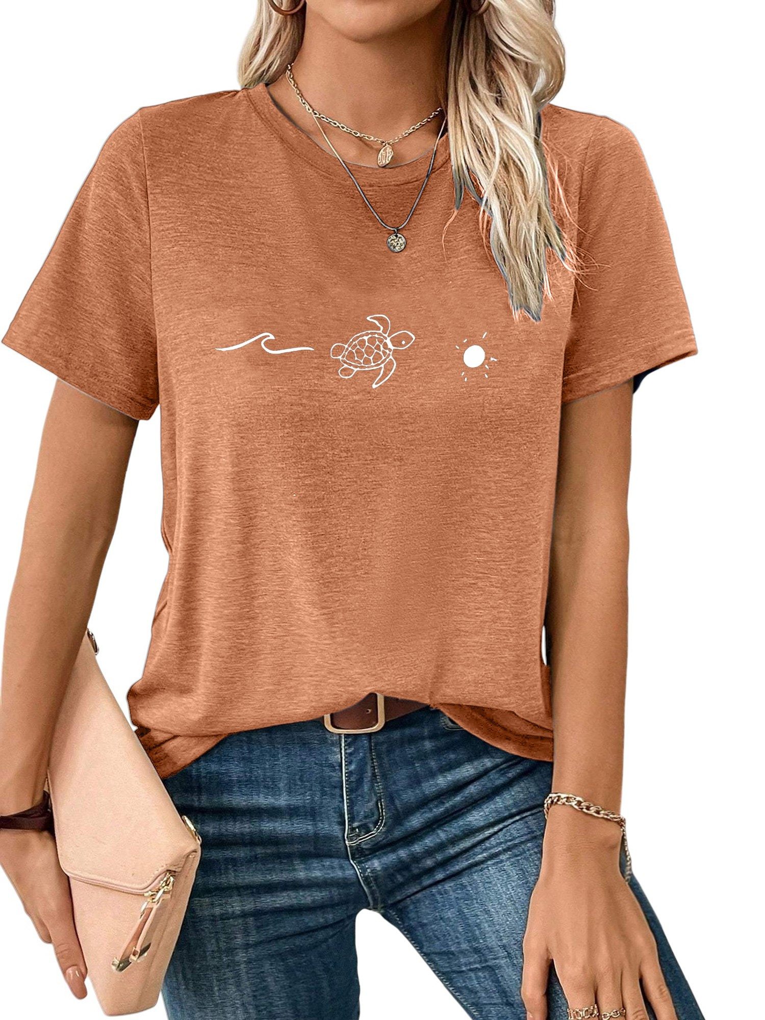 PYLIKE Kurzarmbluse Damen bequemes Sommer Kurzarmbluse günstig online kaufen