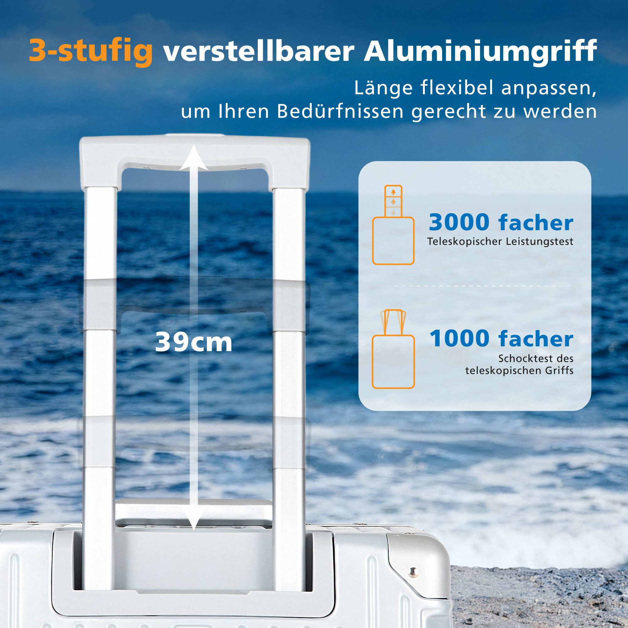 ALPHA CAMP Koffer 360° Rollen Rollkoffer für die Reise, Aluminiumrahmen & Hartschale aus Polycarbonat mit TSA-Schloss – Bild 5 von 5