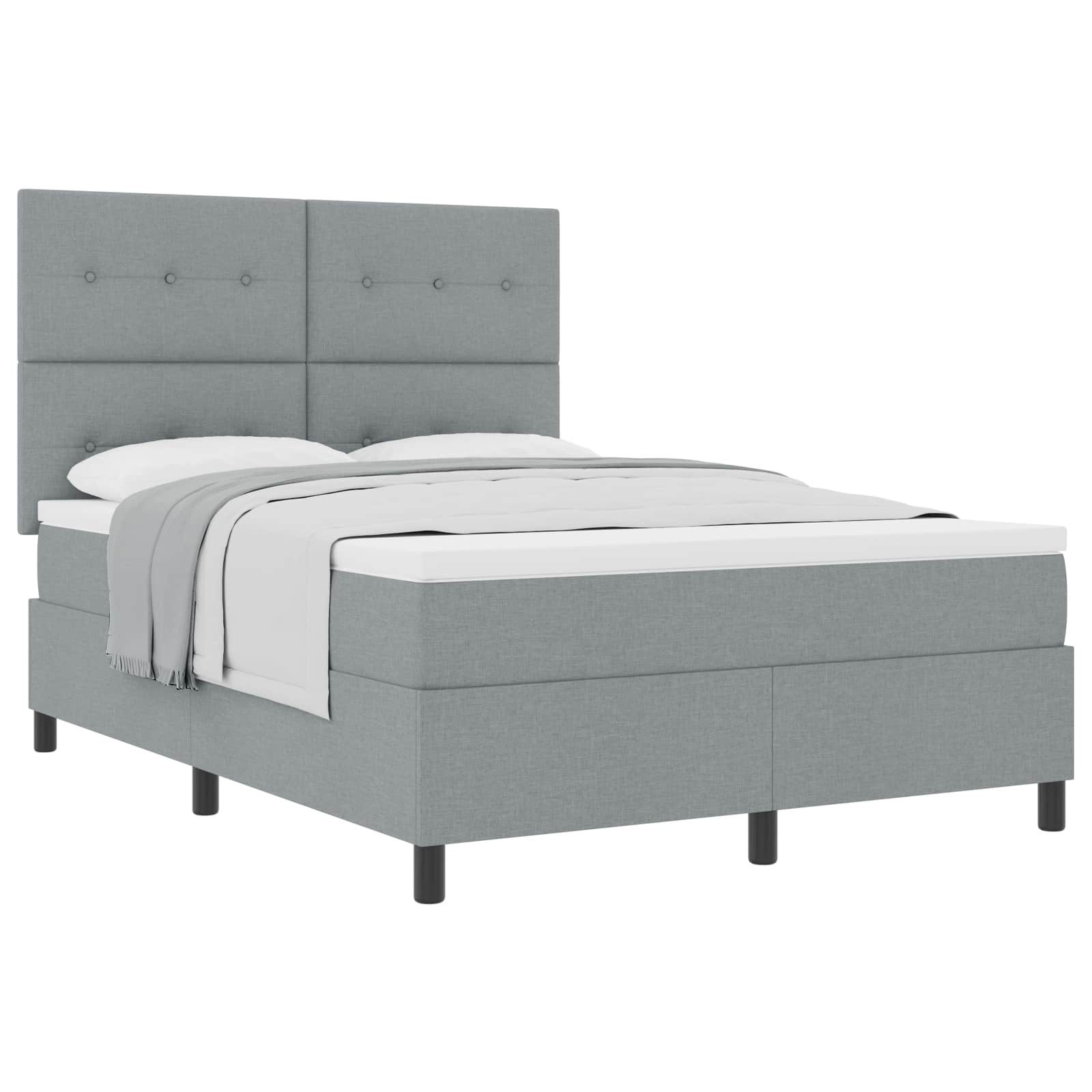 Bett Boxspringbett mit Kopfteil Hellgrau 160 x 200 cm Stoff