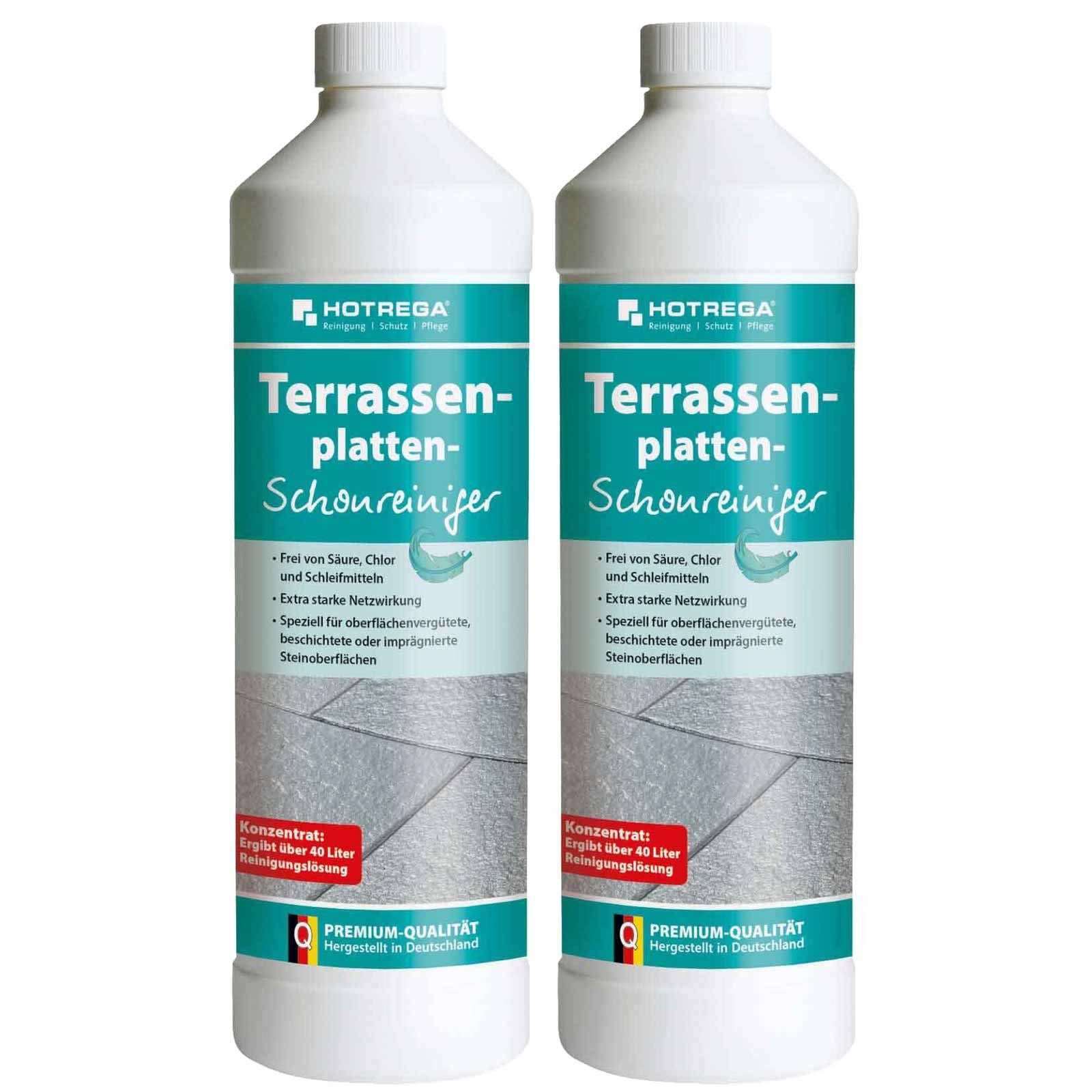HOTREGA® Terrassenplatten Reiniger x 1L Terrasse Balkon reinigen Schonreiniger Reinigungskonzentrat