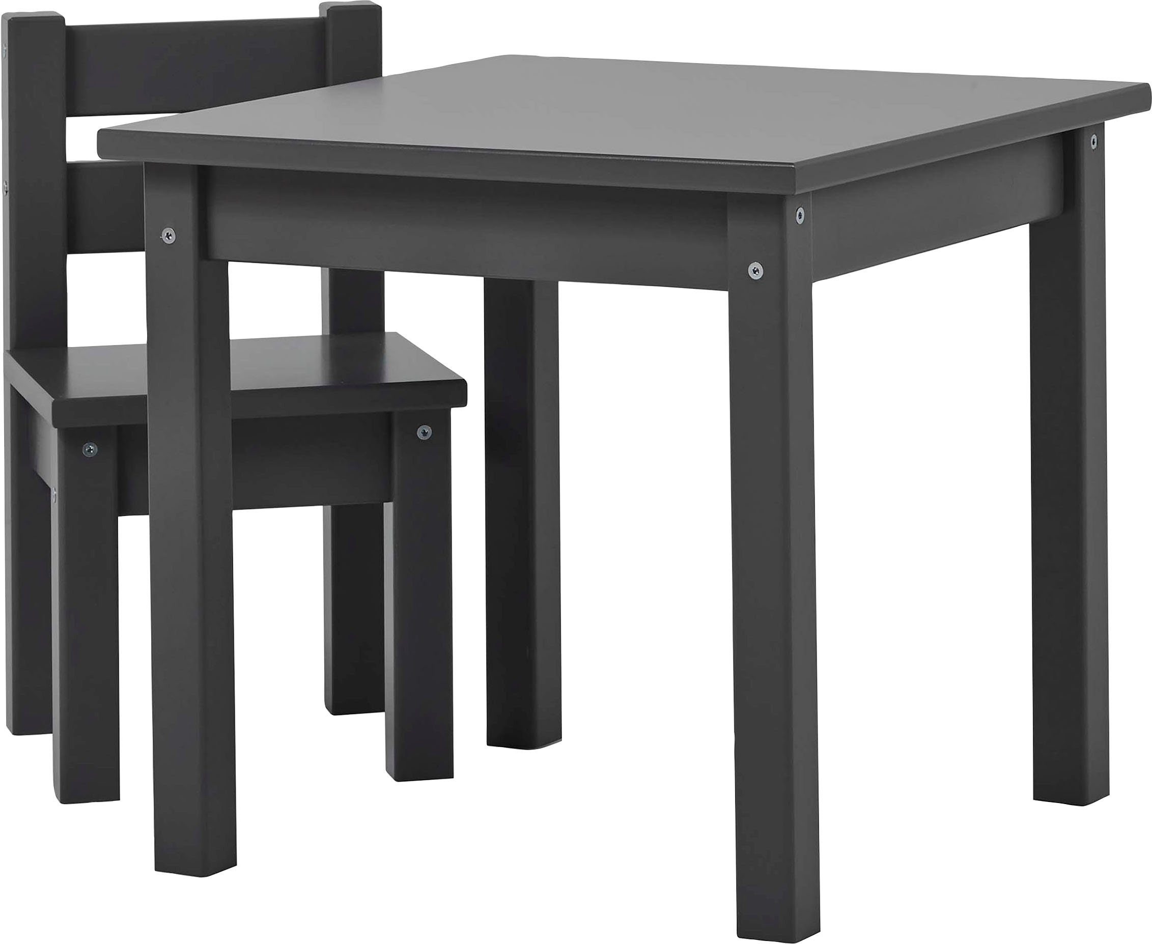 2-tlg., Tisch, (Set, 1 dkl. MADS Farben, grau Kindersitzgruppe einem mit in Kindersitzgruppe, Stuhl vielen 1 Hoppekids Stuhl),