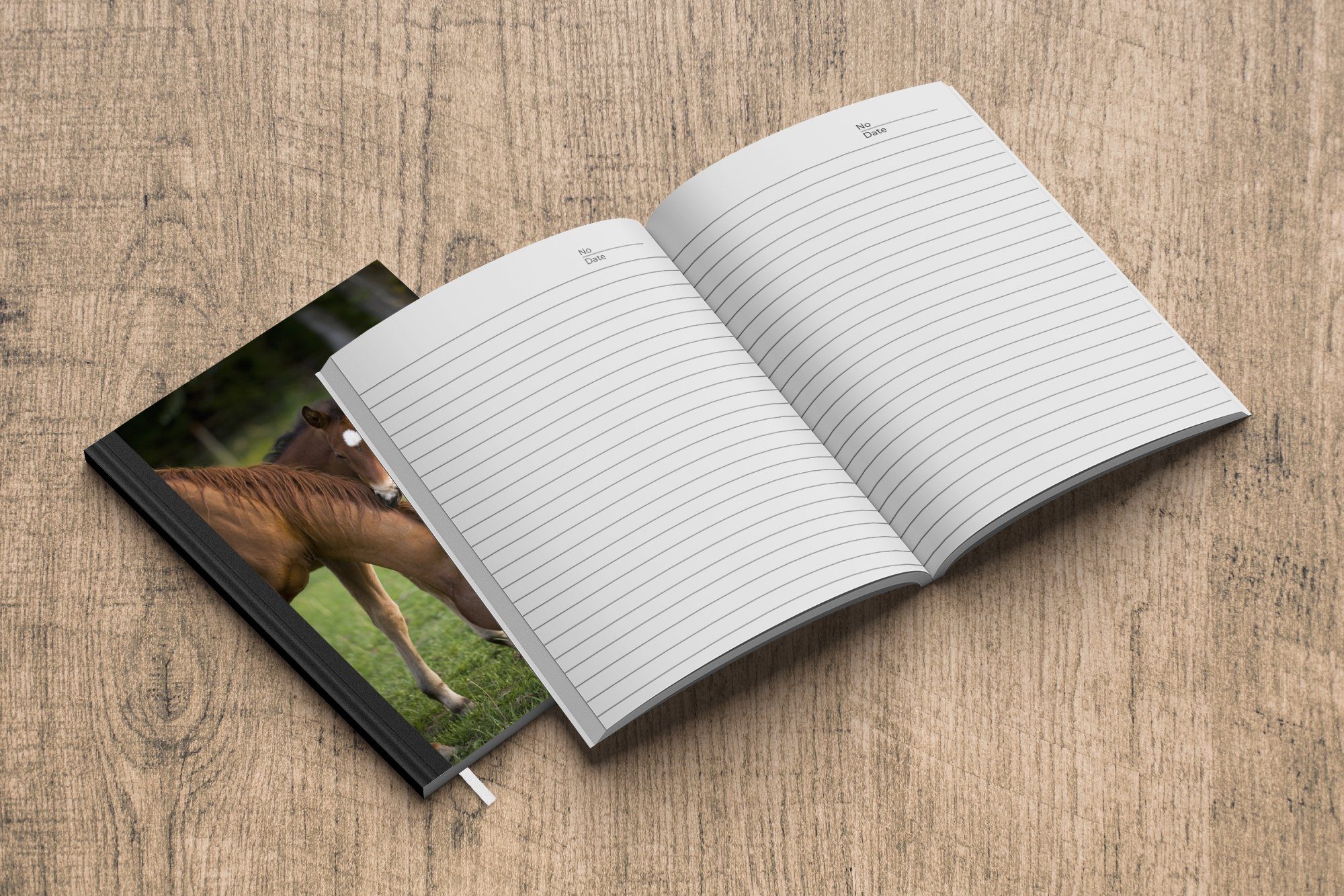 MuchoWow Notizbuch Pferde - Gras Tagebuch, Merkzettel, Haushaltsbuch A5, Notizheft, Seiten, 98 Porträt, Journal, 