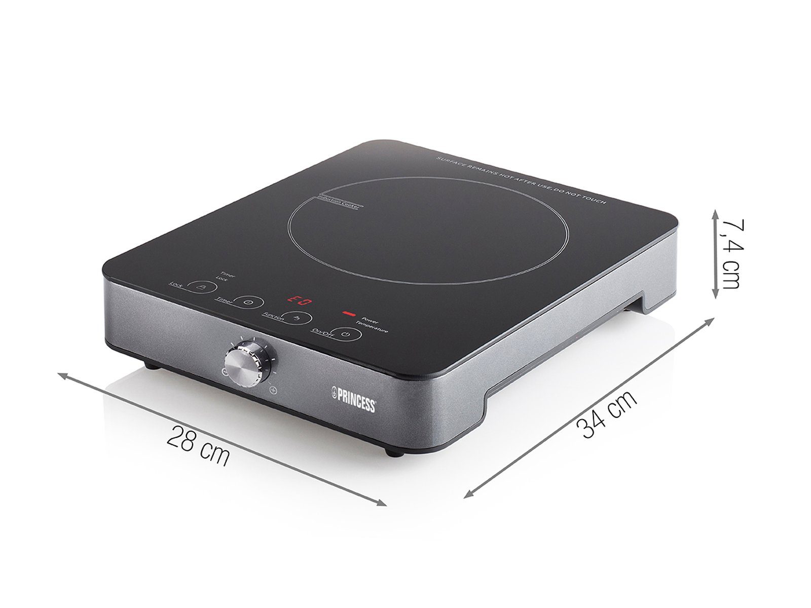 PRINCESS Einzel-Induktionskochplatte, Mobiles 1er Platten Induktion Kochfeld autark elektrisch Ø 20cm