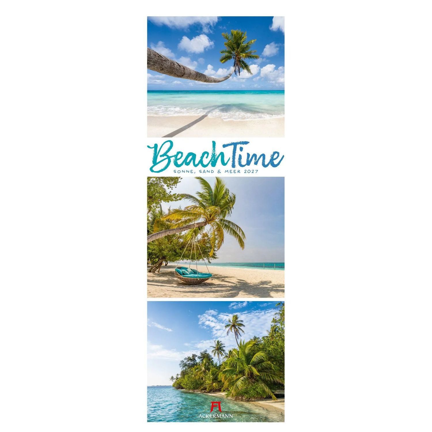 Ackermann Wandkalender BeachTime Triplet-Kalender 2027, Sonne, Sand & Meer