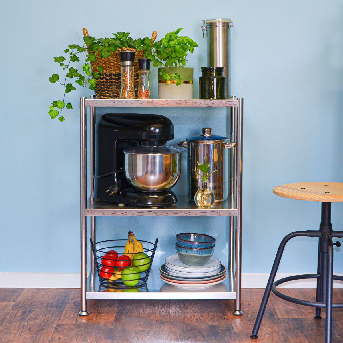 shelfr Regal mit 3 Ablagen - 61x36x82 Edelstahlregal - Schwerlastregal bis günstig online kaufen