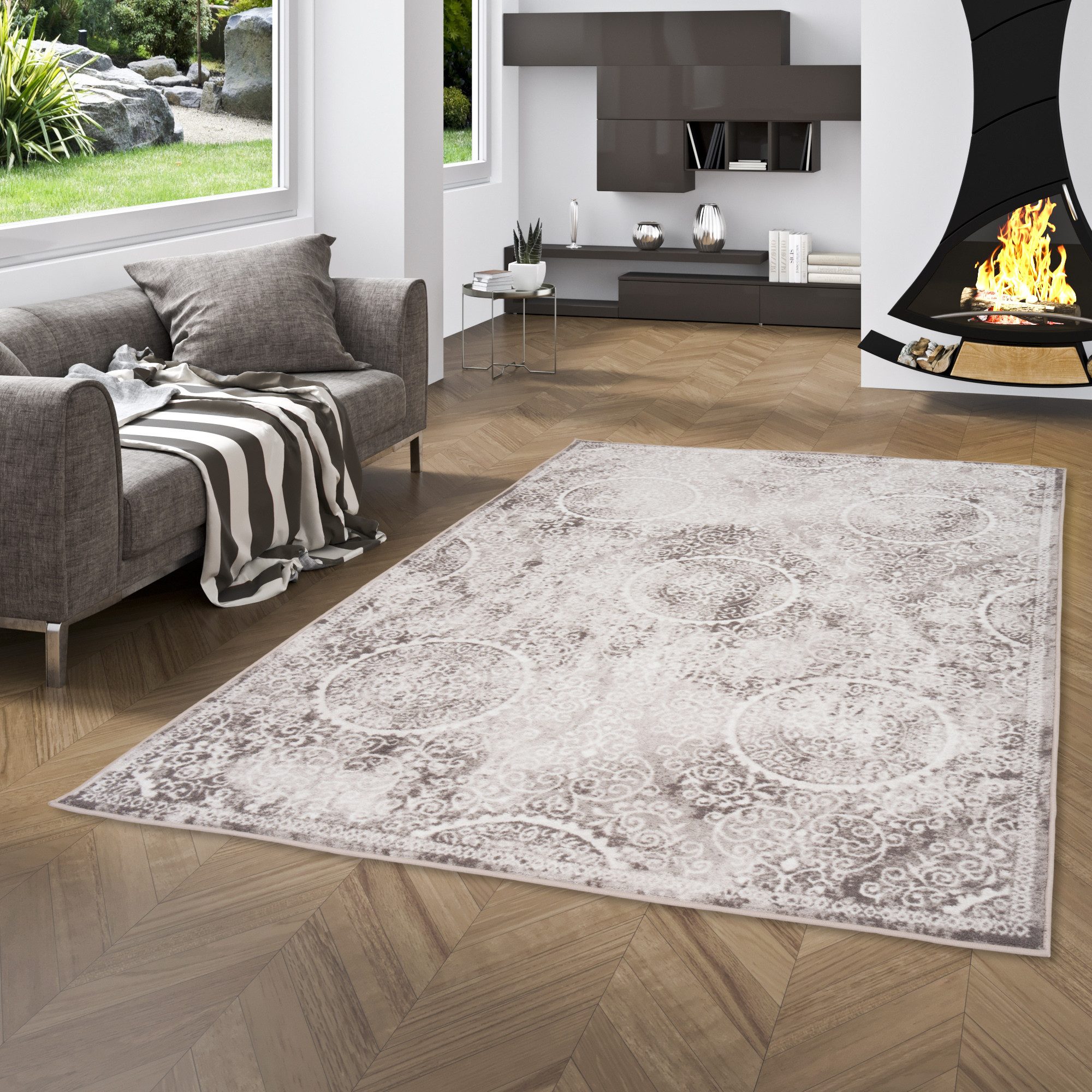 Pergamon Designteppich Designer Teppich Tawira Vintage Klassik Barock, Rechteckig, Höhe: 12 mm