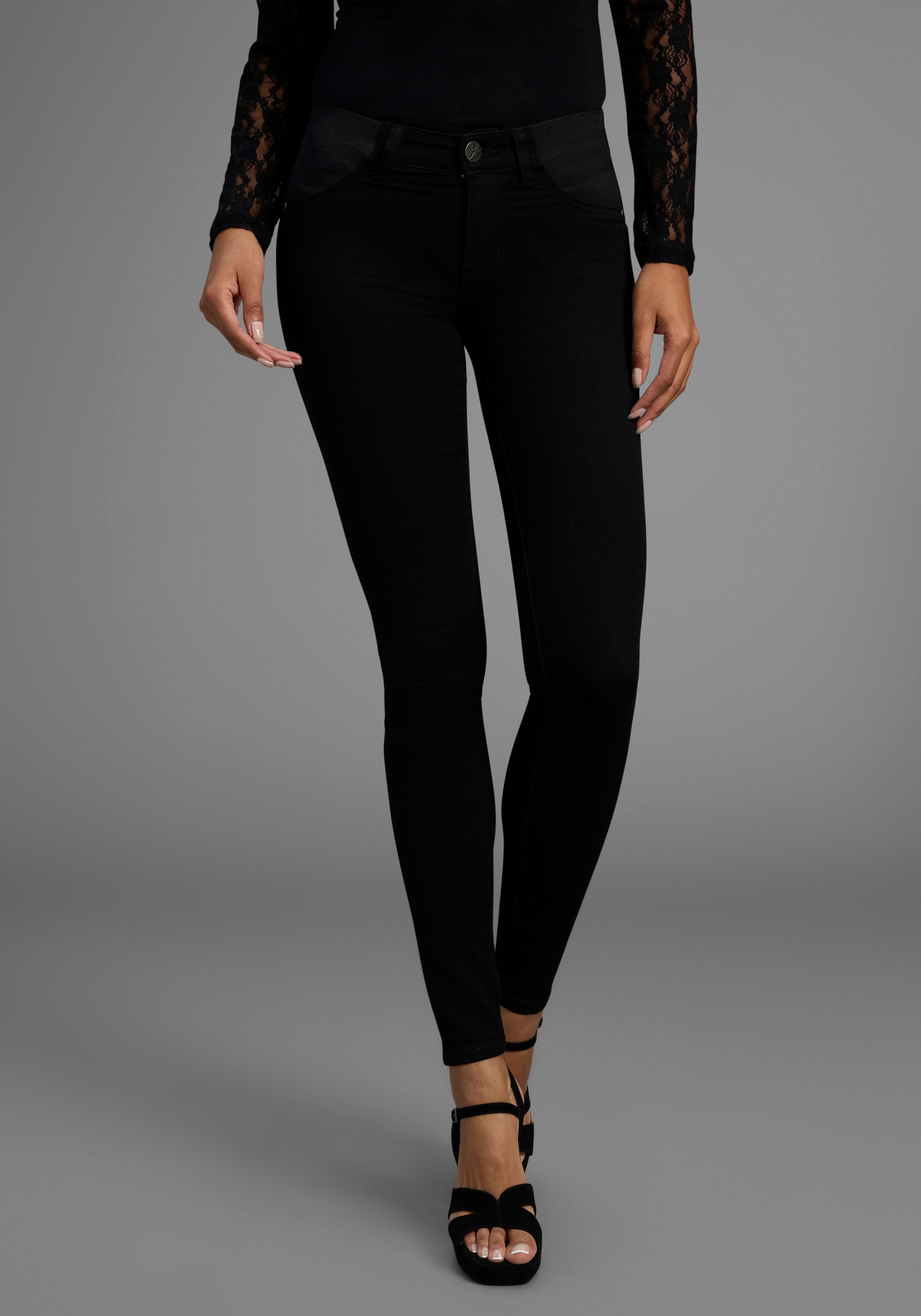 Arizona Skinny-fit-Jeans Ultra Stretch skinny-fit, mit Used-Look-Crinkles, niedrige Leibhöhe