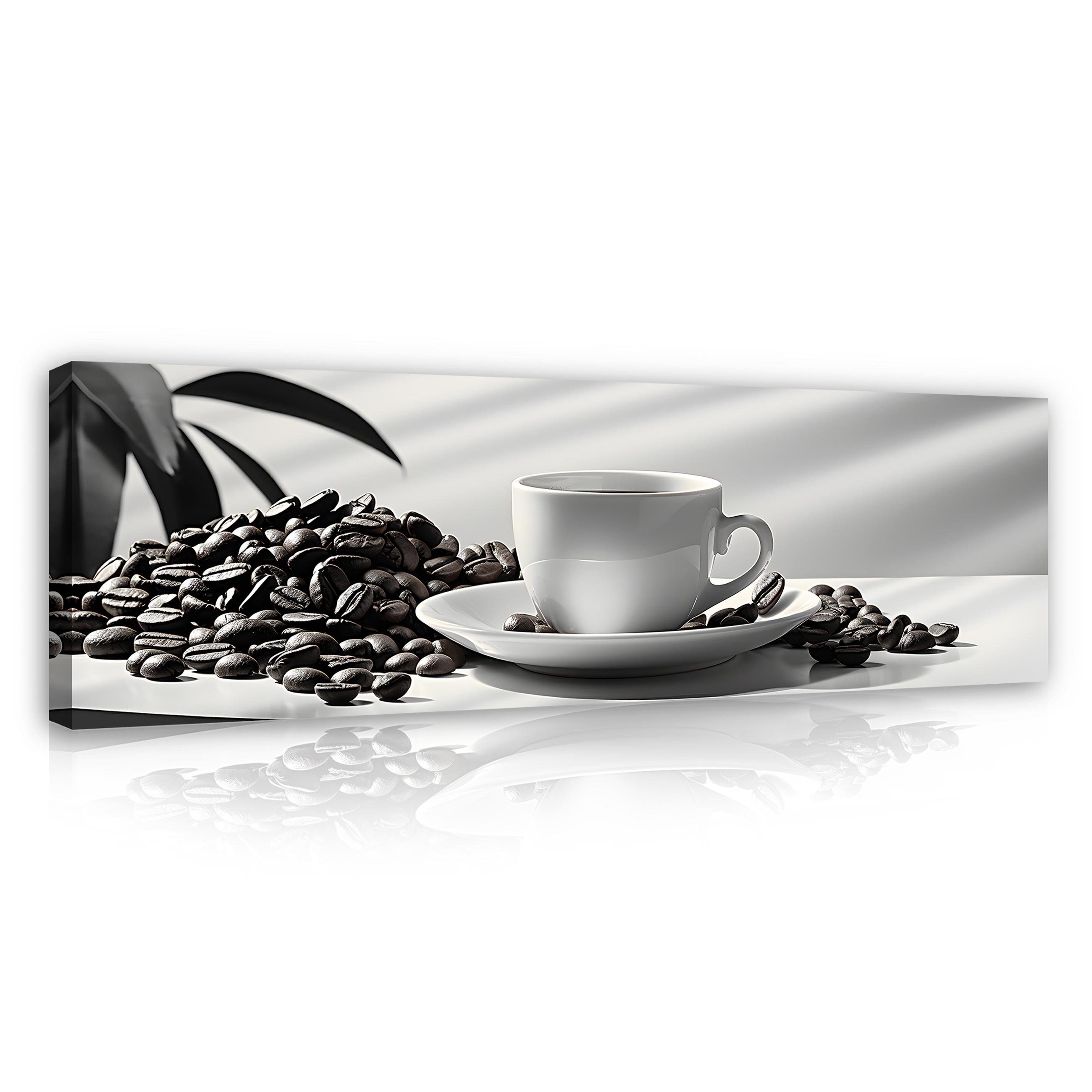Wallarena Leinwandbild Küche Kaffee Tasse Kunst Esszimmer Wandbild XXL Leinwandbilder Modern, Coffee (Einteilig, 1 St), Leinwandbild Leinwand Bilder Bild Groß Aufhängefertig