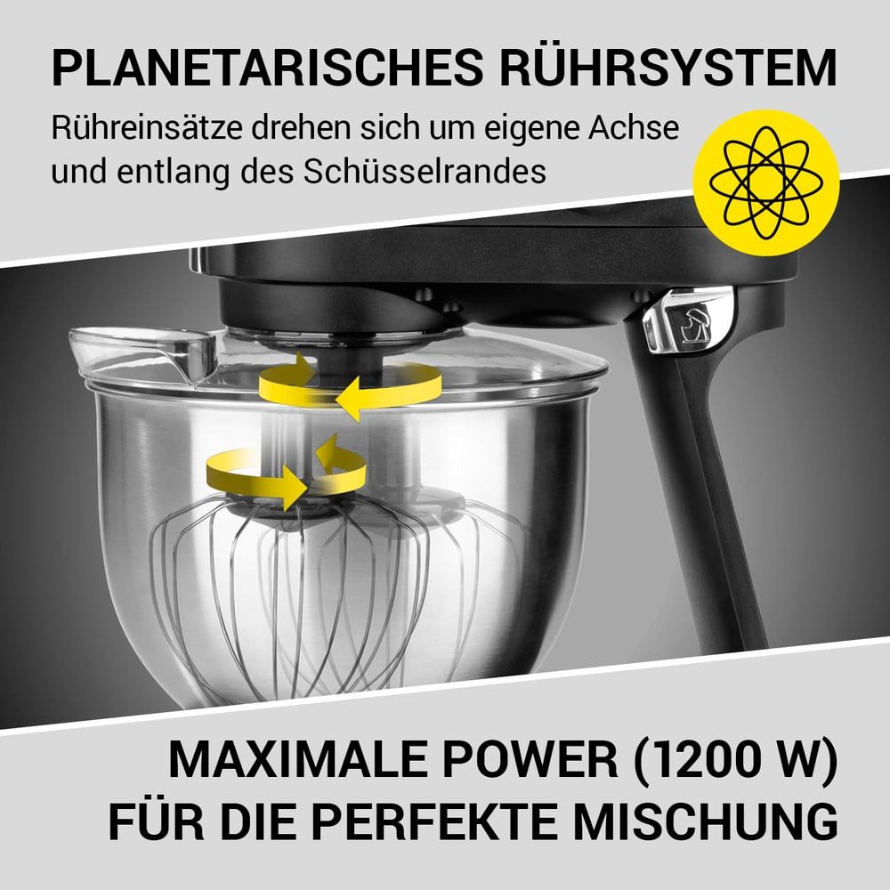 N8WERK Küchenmaschine, 1200 W, 5L Rührschüssel