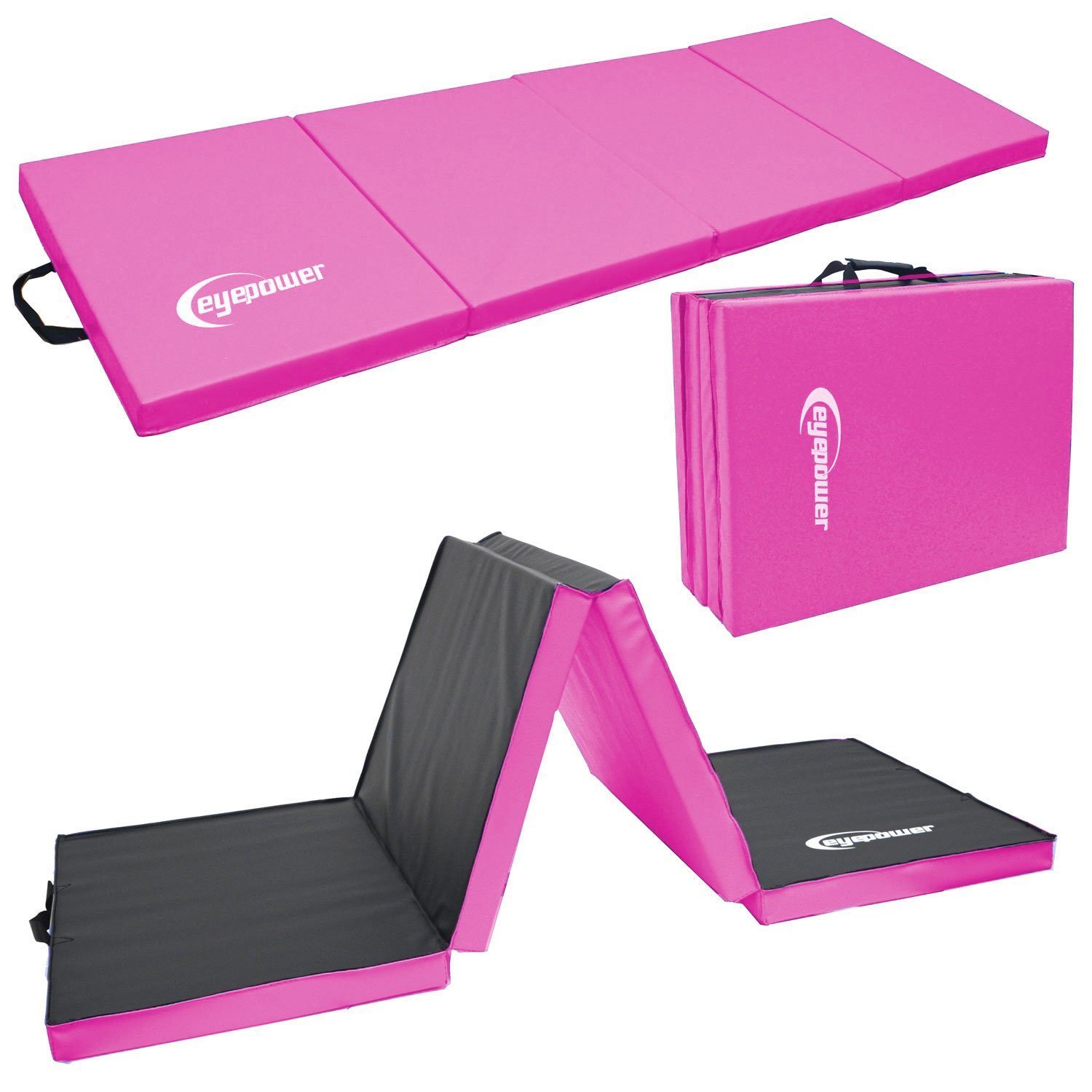 eyepower Weichbodenmatte 180 x 60 x 5 cm - XL Turnmatte für Zuhause - Faltbare Gymnastikmatte, Bodenturnmatte - Klappbare Fitnessmatte - Fallschutzmatte für Kinder
