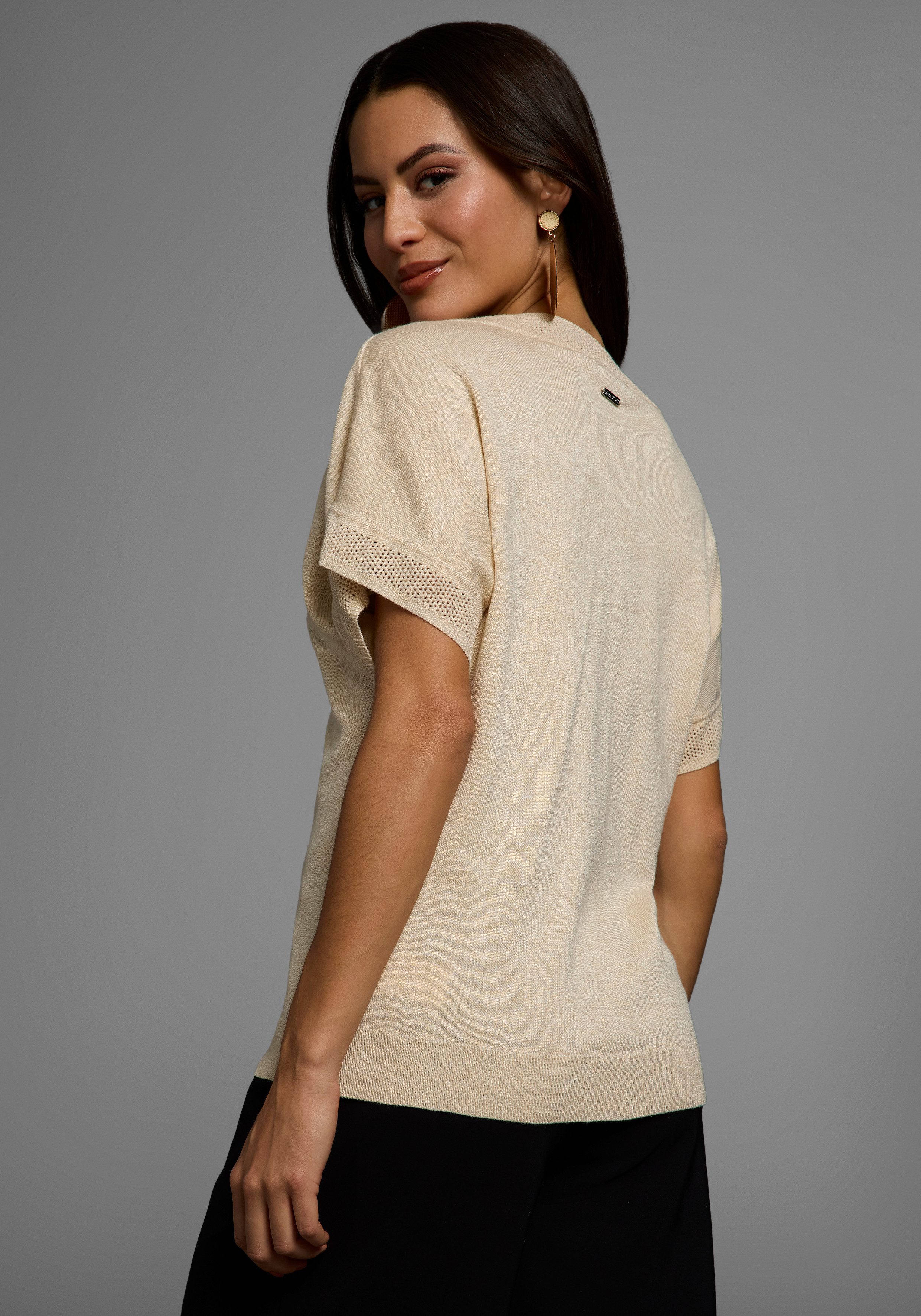 Laura Scott Kurzarmpullover mit sommerlichem Ajourmuster günstig online kaufen