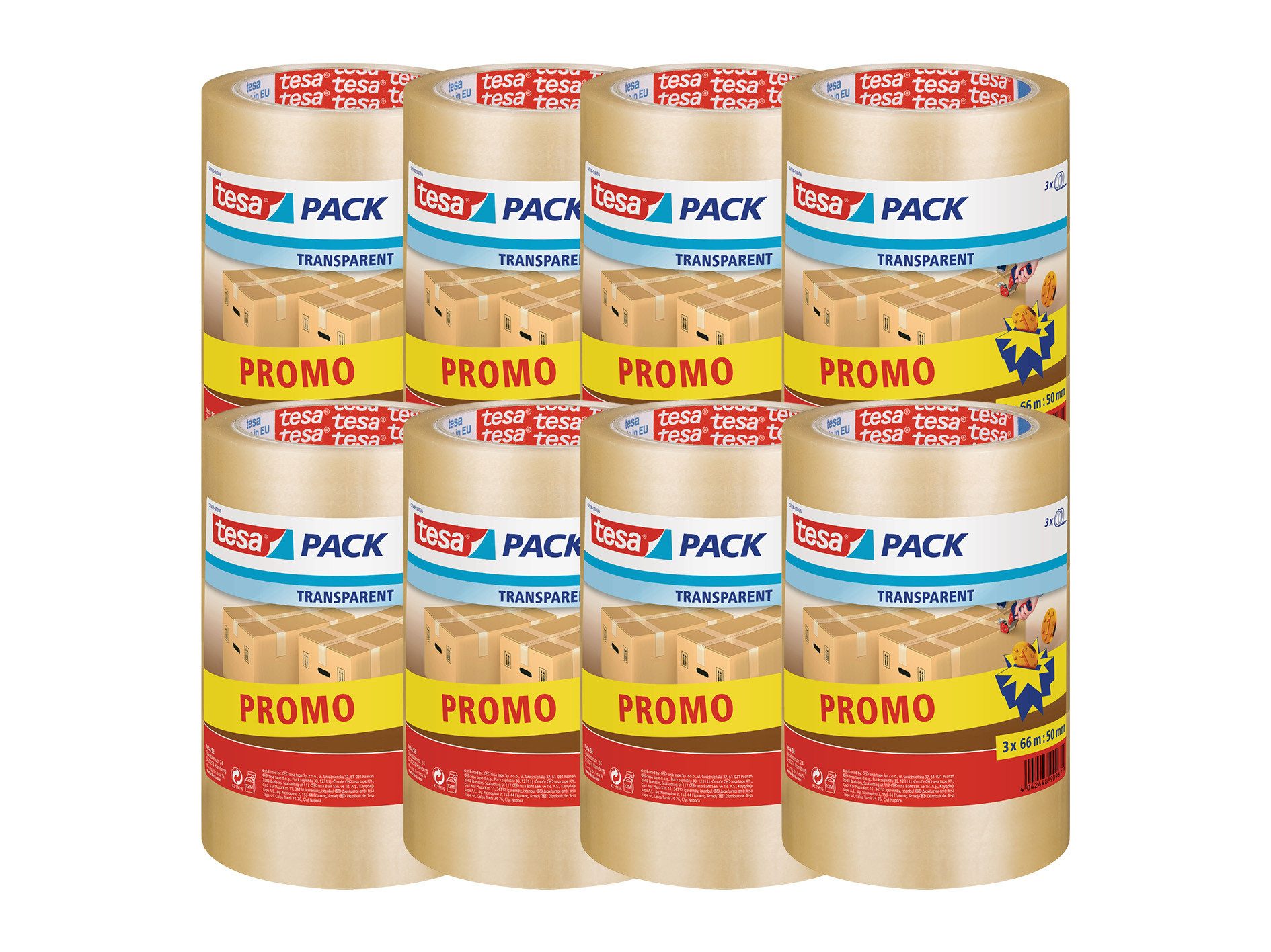 tesa Klebeband tesa Packband Klebeband stark Paketband Paketklebeband transparent (Packung, 24-St., 24 x tesapack Promopack Packband) Paketklebeband - einfaches Verpacken & Verschließen - transparent