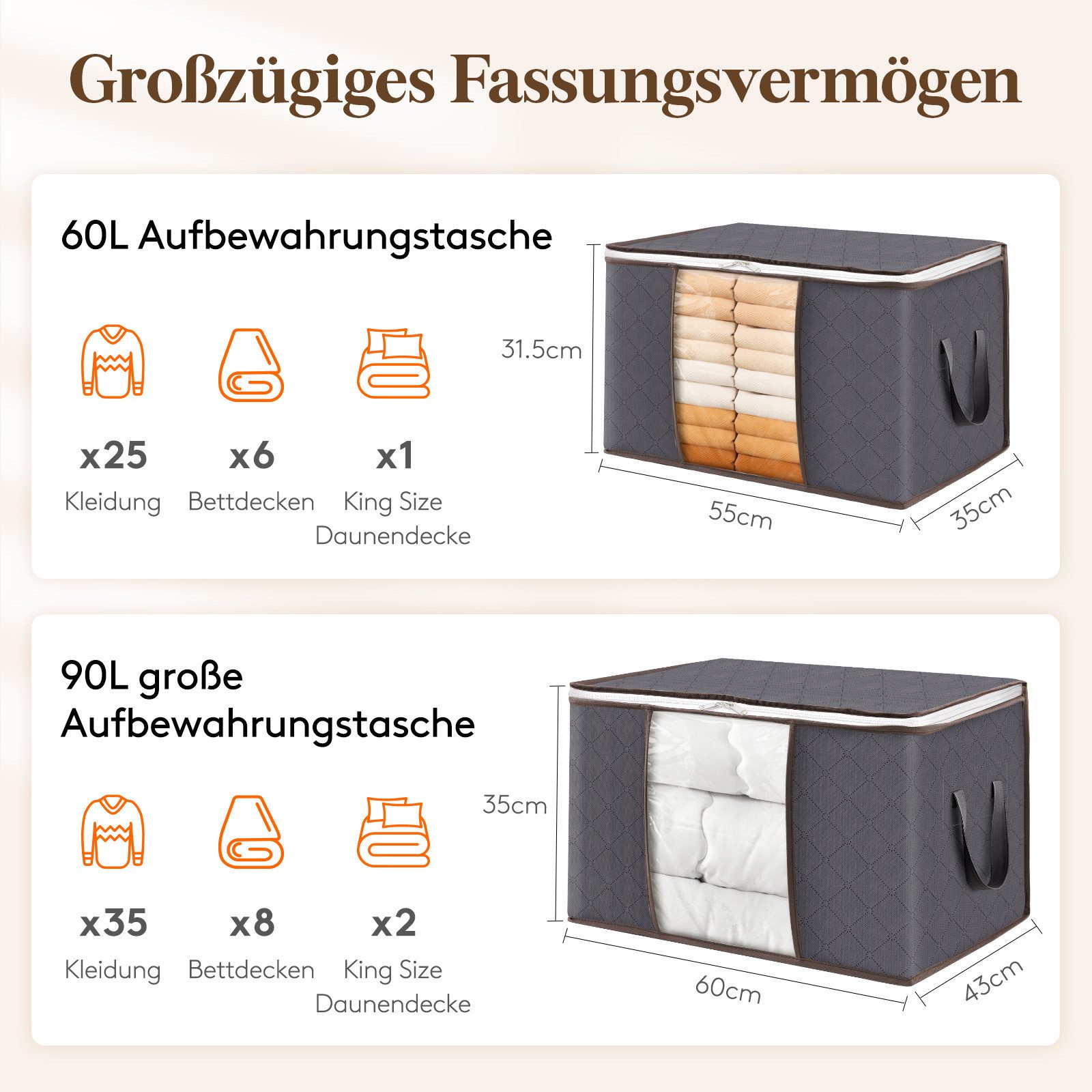 Lifewit Aufbewahrungsdose Aufbewahrungsbox mit Deckel, Kleiderschrank günstig online kaufen