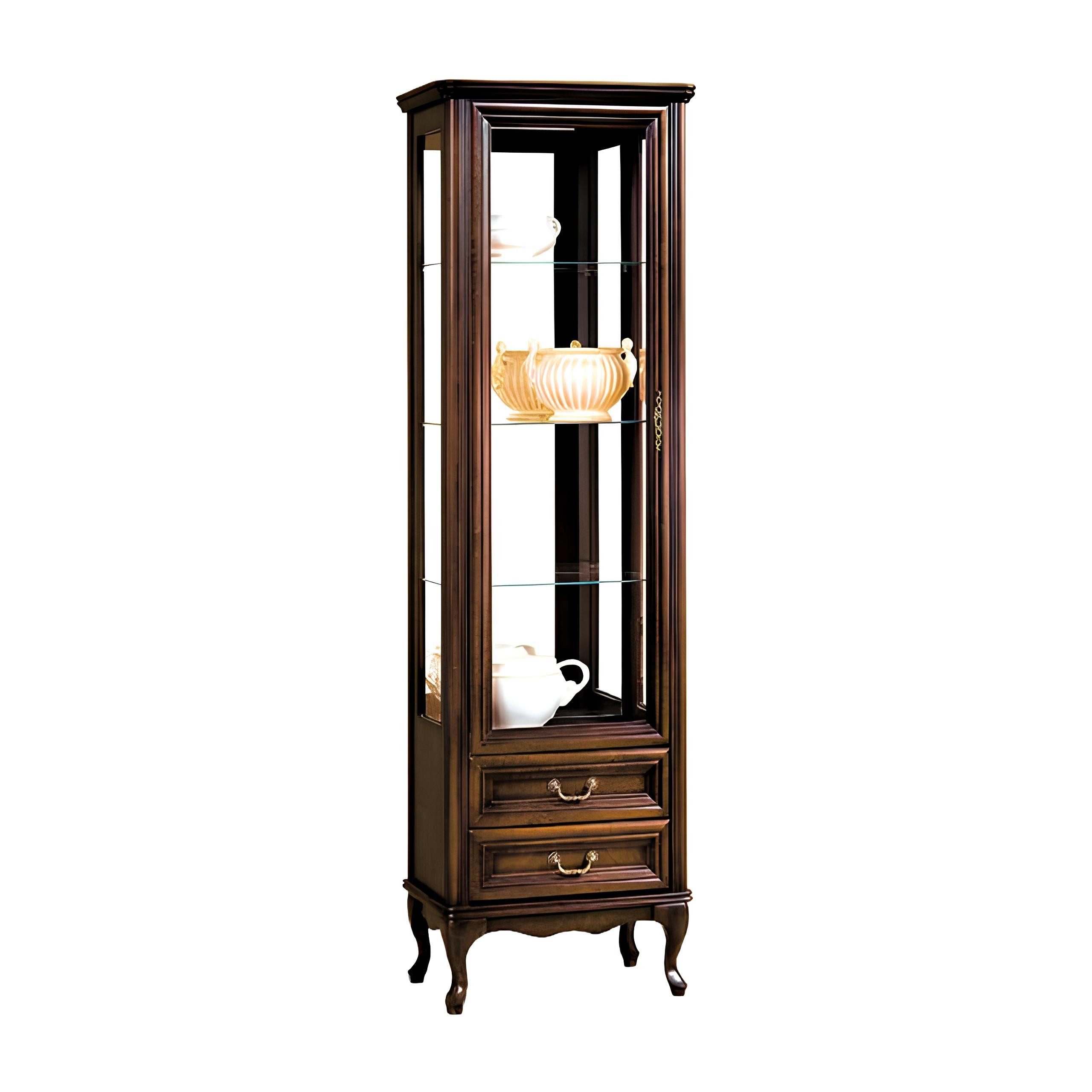 Xlmoebel Vitrine Italienischer Vitrinenschrank W-1/2 in elegantem Design aus Holz (1-St., Klassische Vitrine Vitrinenschrank Vitrinen - Model W1-2) Hergestellt in Europa