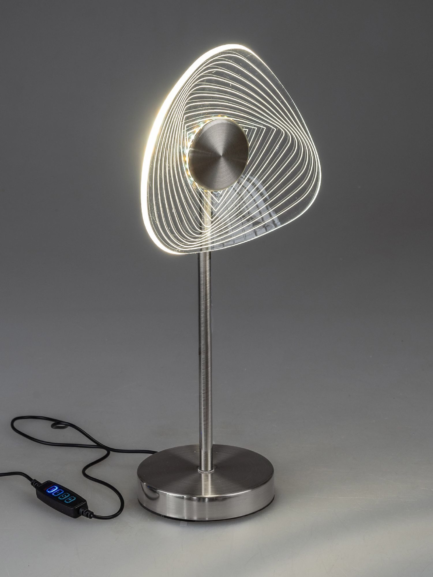 formano Tischleuchte Acryl LED, LED, Dimmfunktion, Silber, Eckig, H: 38cm