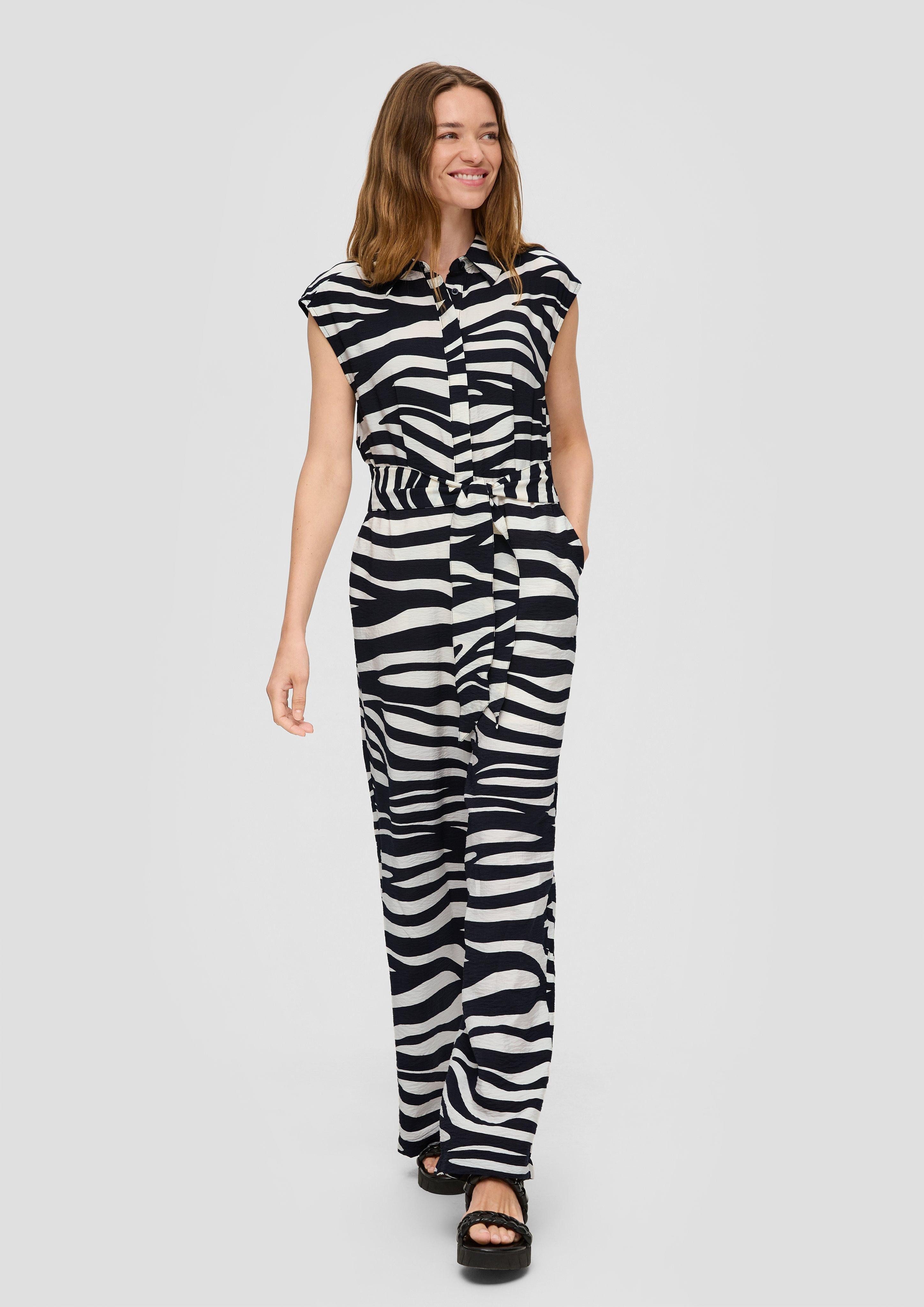 s.Oliver Overall Ärmelloser Jumpsuit aus Viskose mit Bindegürtel