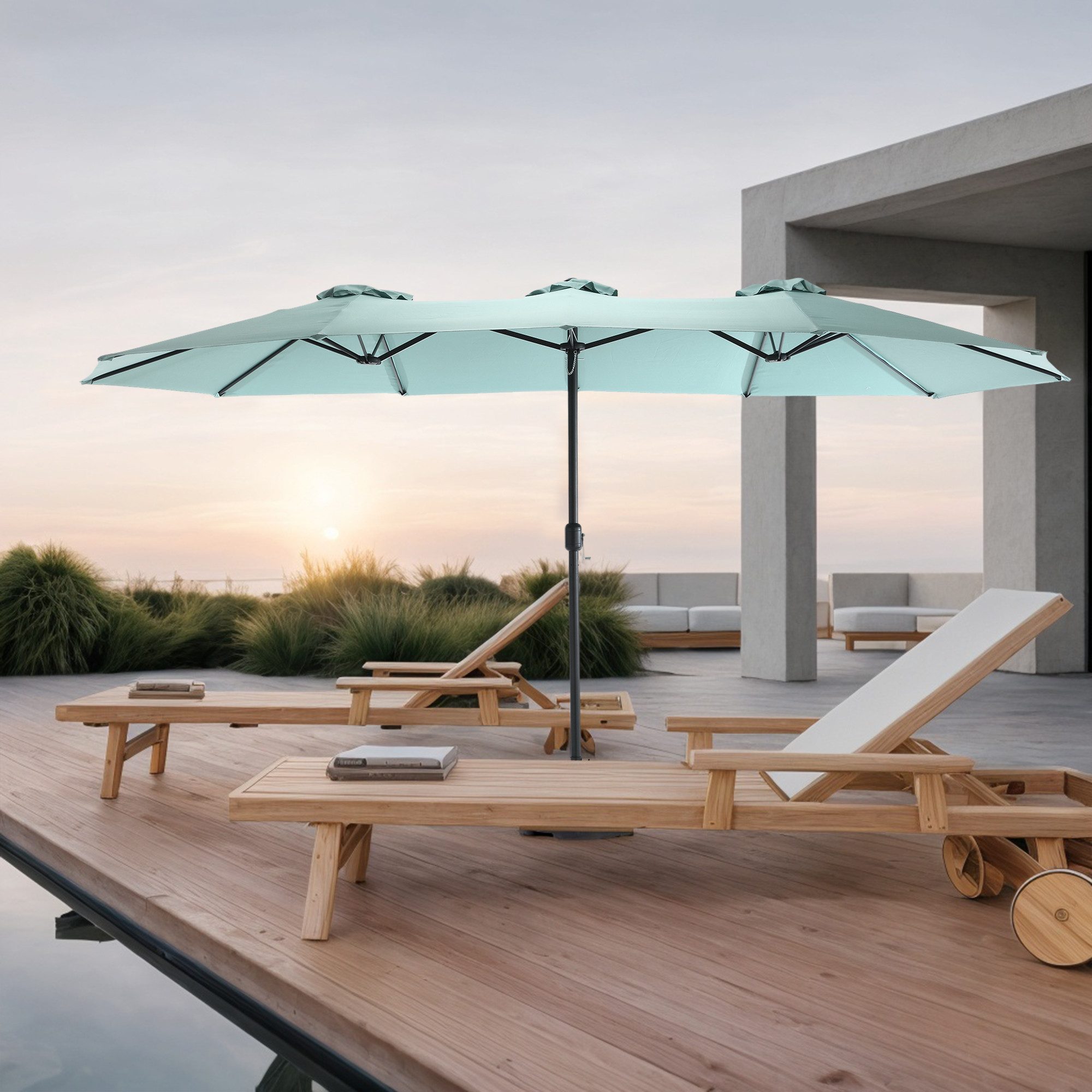 Odikalo Balkonschirm Strandschirme Sonnenschirm Regenschirm Outdoor Kurbel 15 Ft mehrfarbig