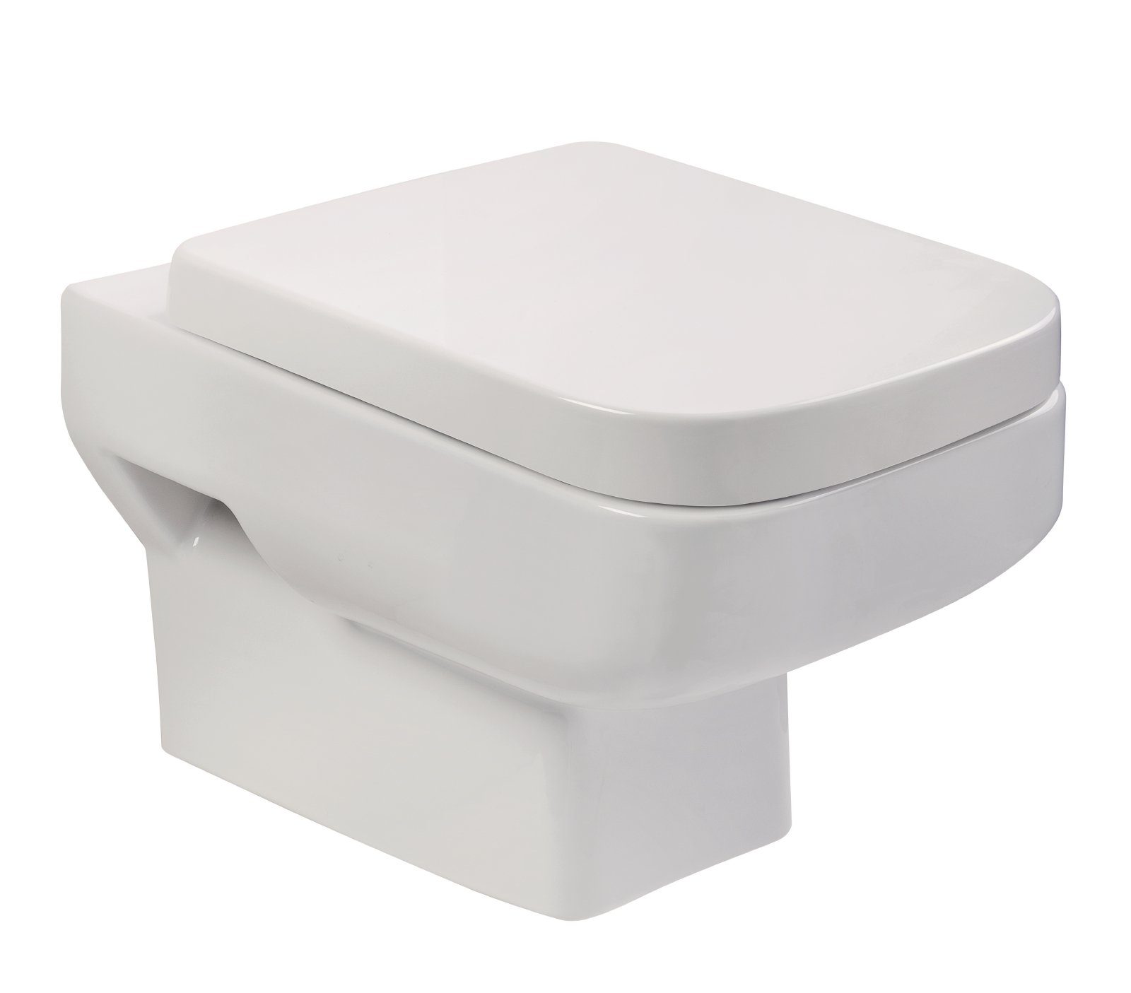 aquaSu Tiefspül-WC, Wandhängend, Abgang Waagerecht, Wand WC, Weiß, WC-Sitz mit Absenkautomatik, 047791