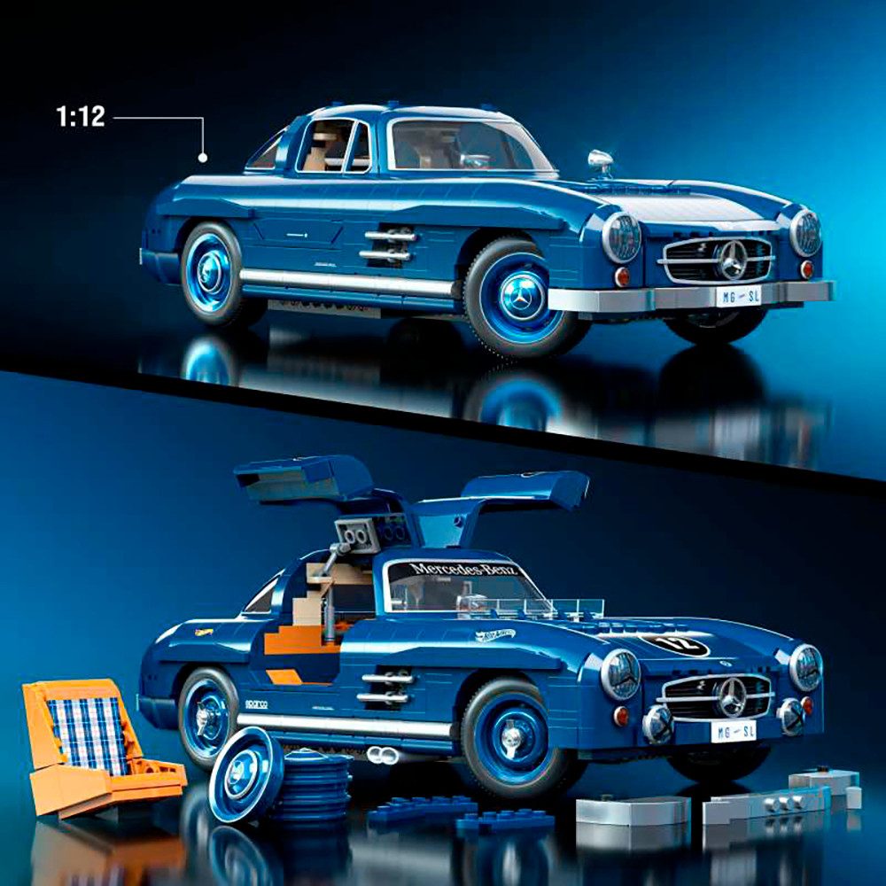 Mattel® Modellbausatz Mattel Brick Shop Hot Wheels, PREMIUM SERIES MERCEDES-BENZ, Maßstab 1:12, (1600-tlg)