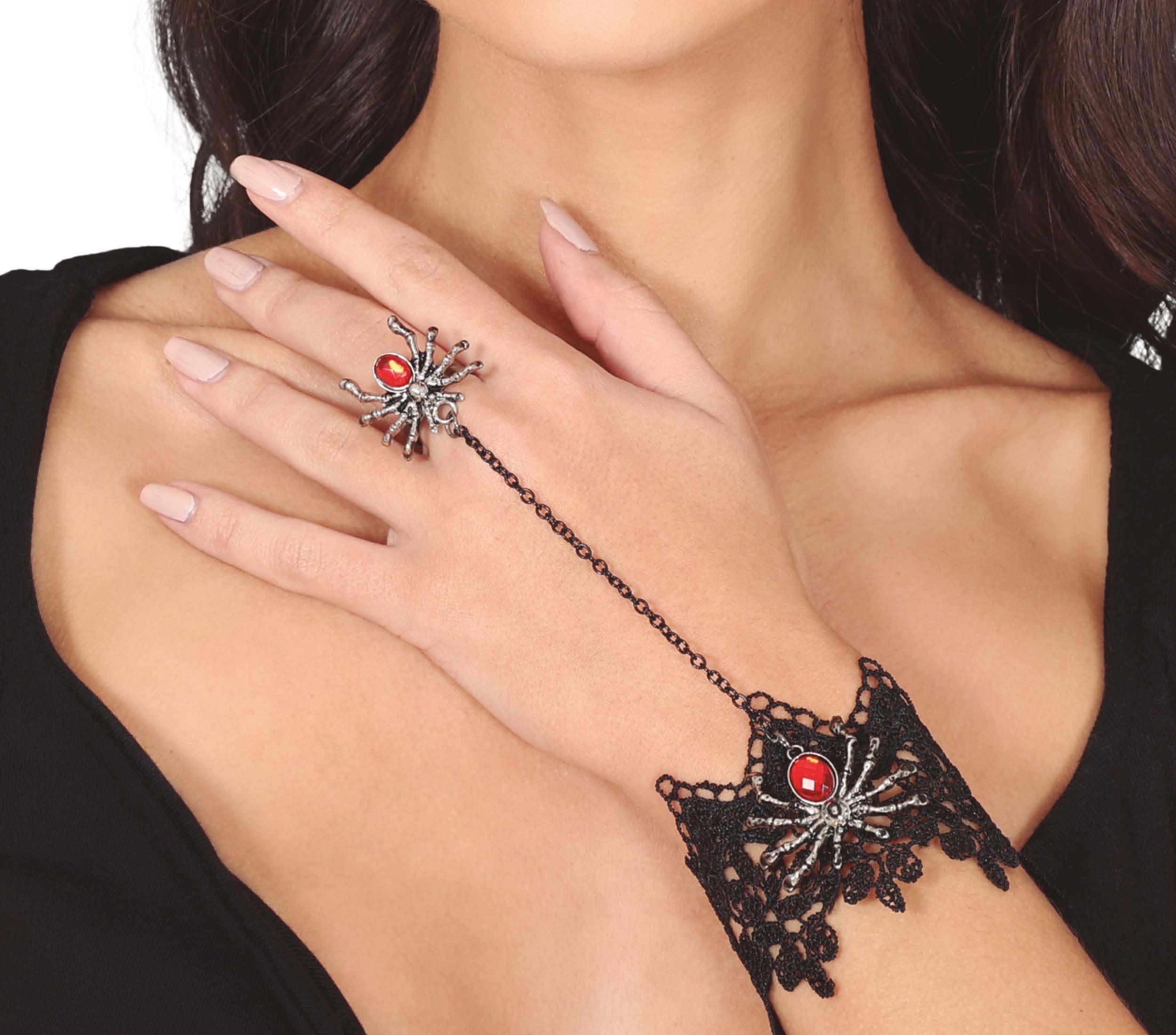 Fiestas Guirca Kostüm, Vampir Halloween Schmuck Spider Armband Ring Fantasy günstig online kaufen