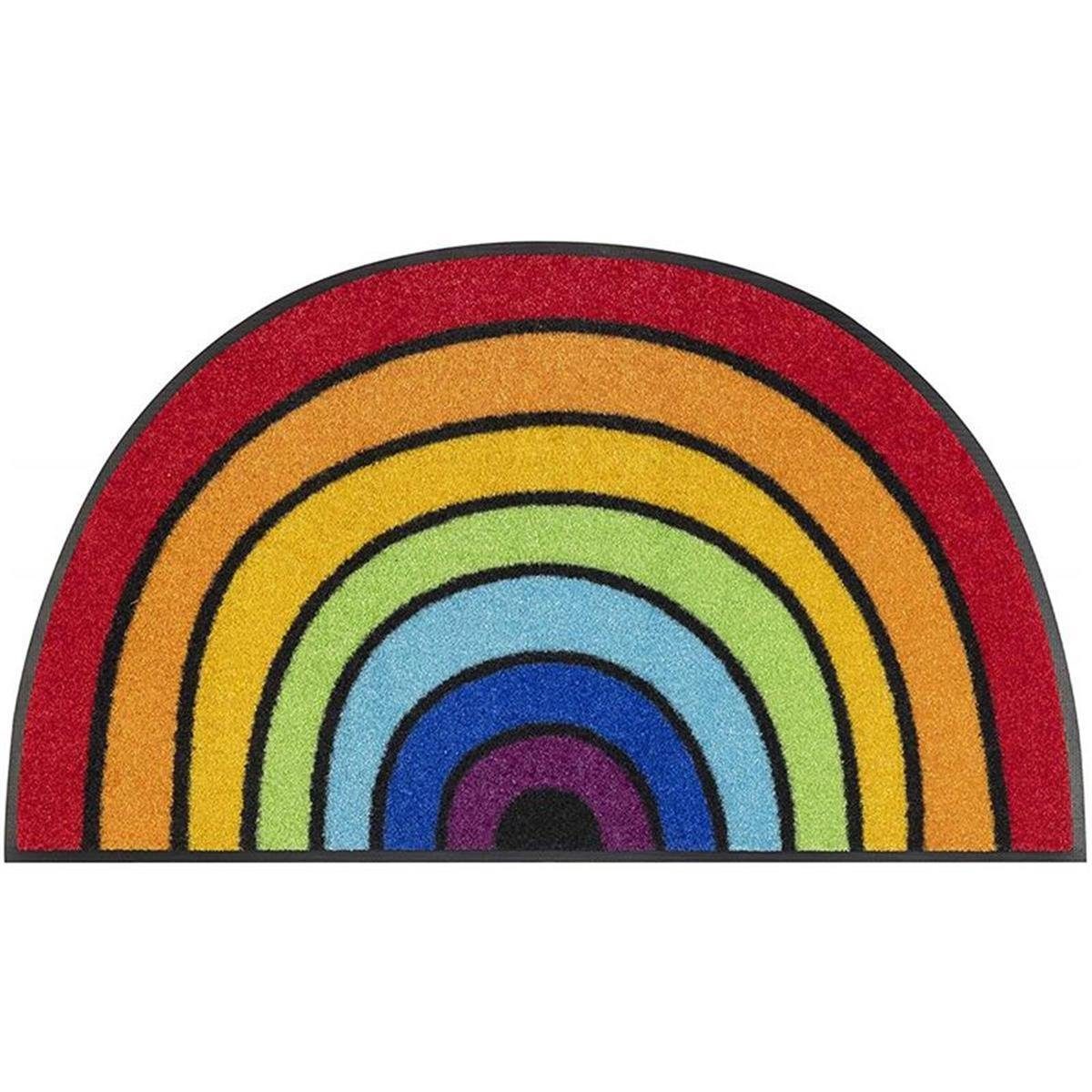 wash+dry by Kleen-Tex Fußmatte wash+dry Schmutzfangmatte Round Rainbow - 50 x 85 cm, Höhe: 0 mm