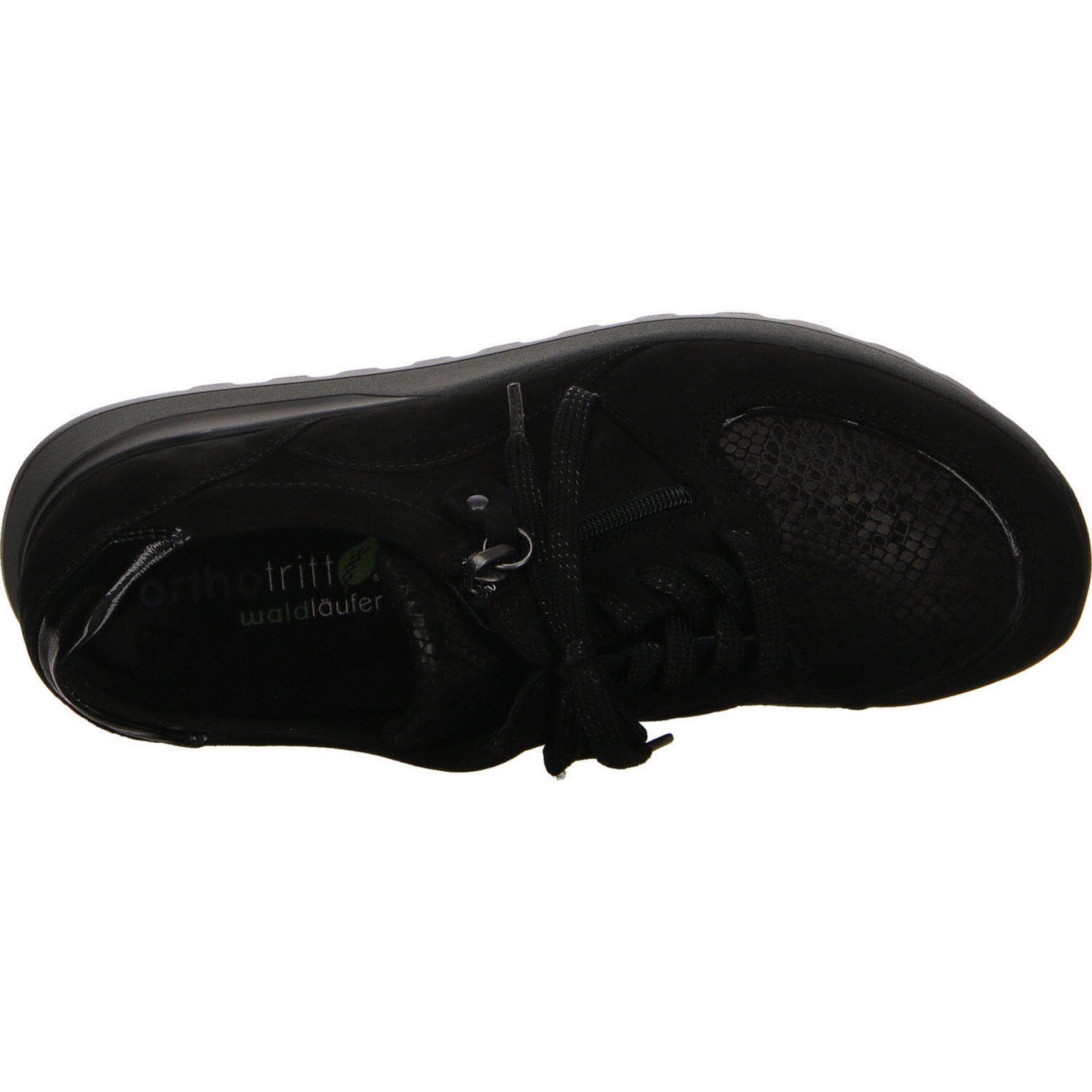 Waldläufer Schnürhalbschuhe schwarz Schnürschuh Lederkombination Damen Sneaker Hiroko-Soft