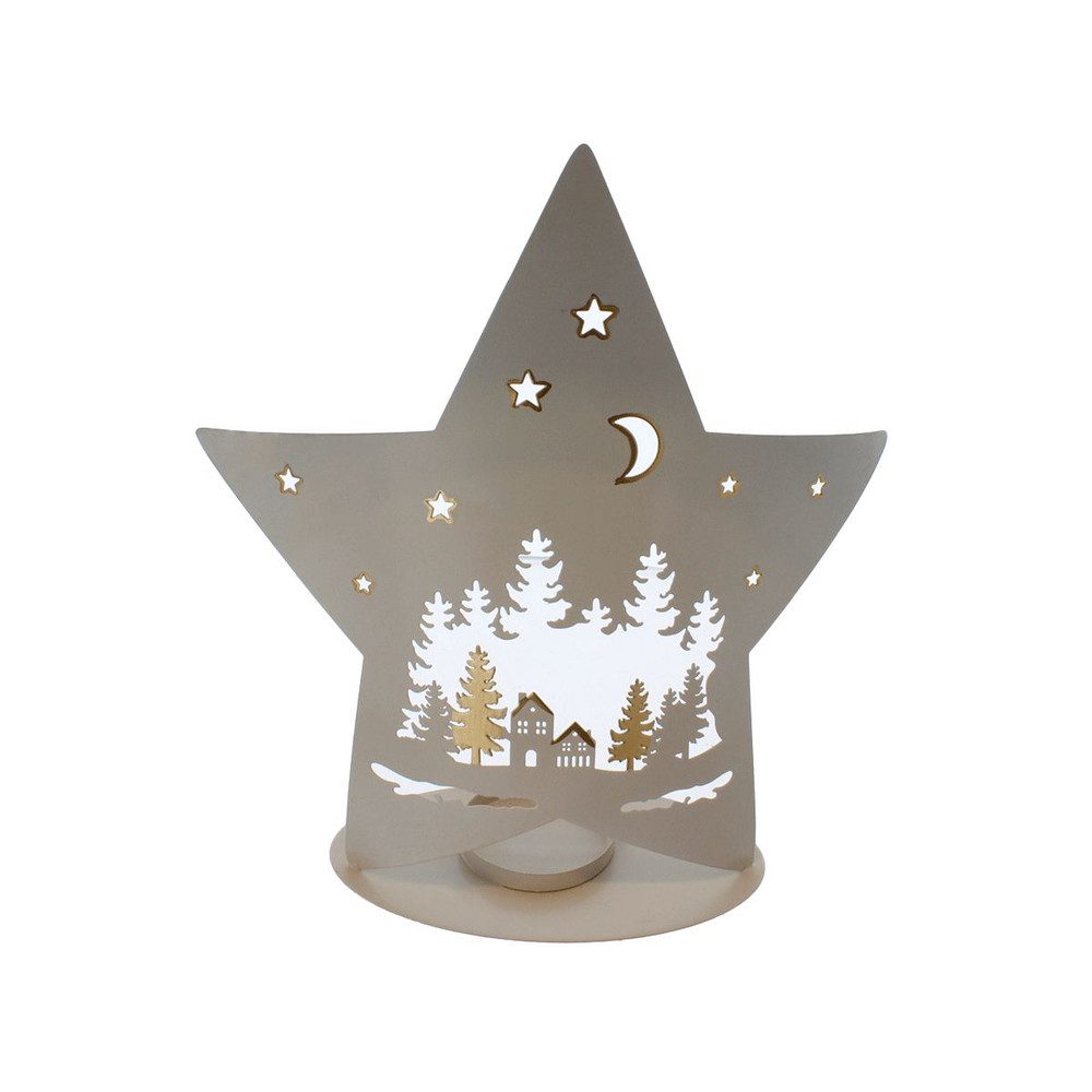 MICA Teelichthalter Teelichthalter Stern - grau - ca. 23 x 10 x 29 cm