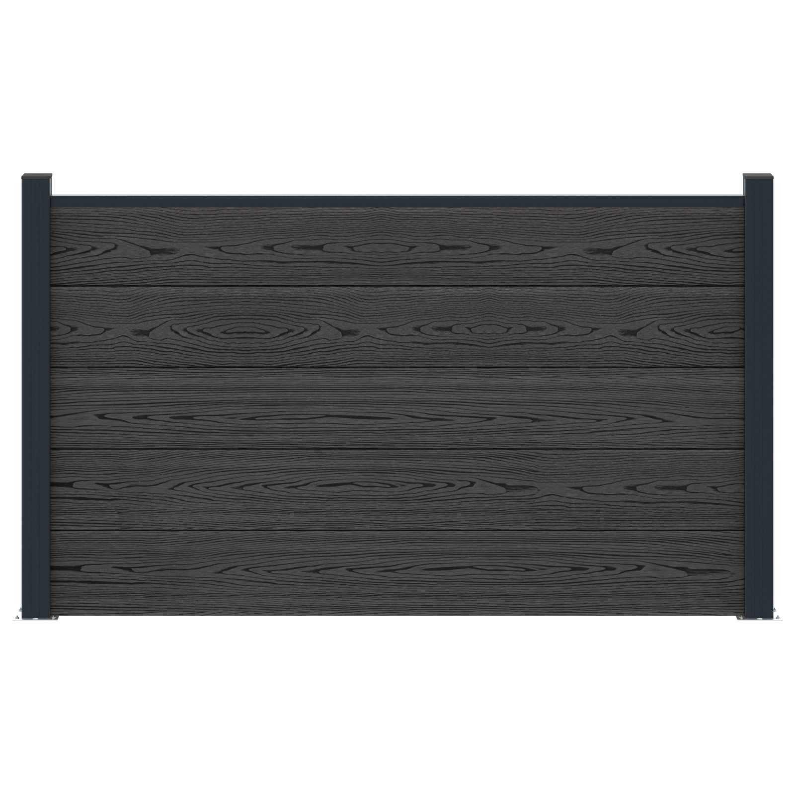 vidaXL Gartenzaun zaunset 180 x 105 cm WPC und Aluminium Schwarz, (1-St)