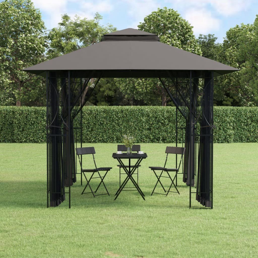 vidaXL Partyzelt Pavillon mit Seitenwänden Anthrazit 300x300x270 cm Stahl