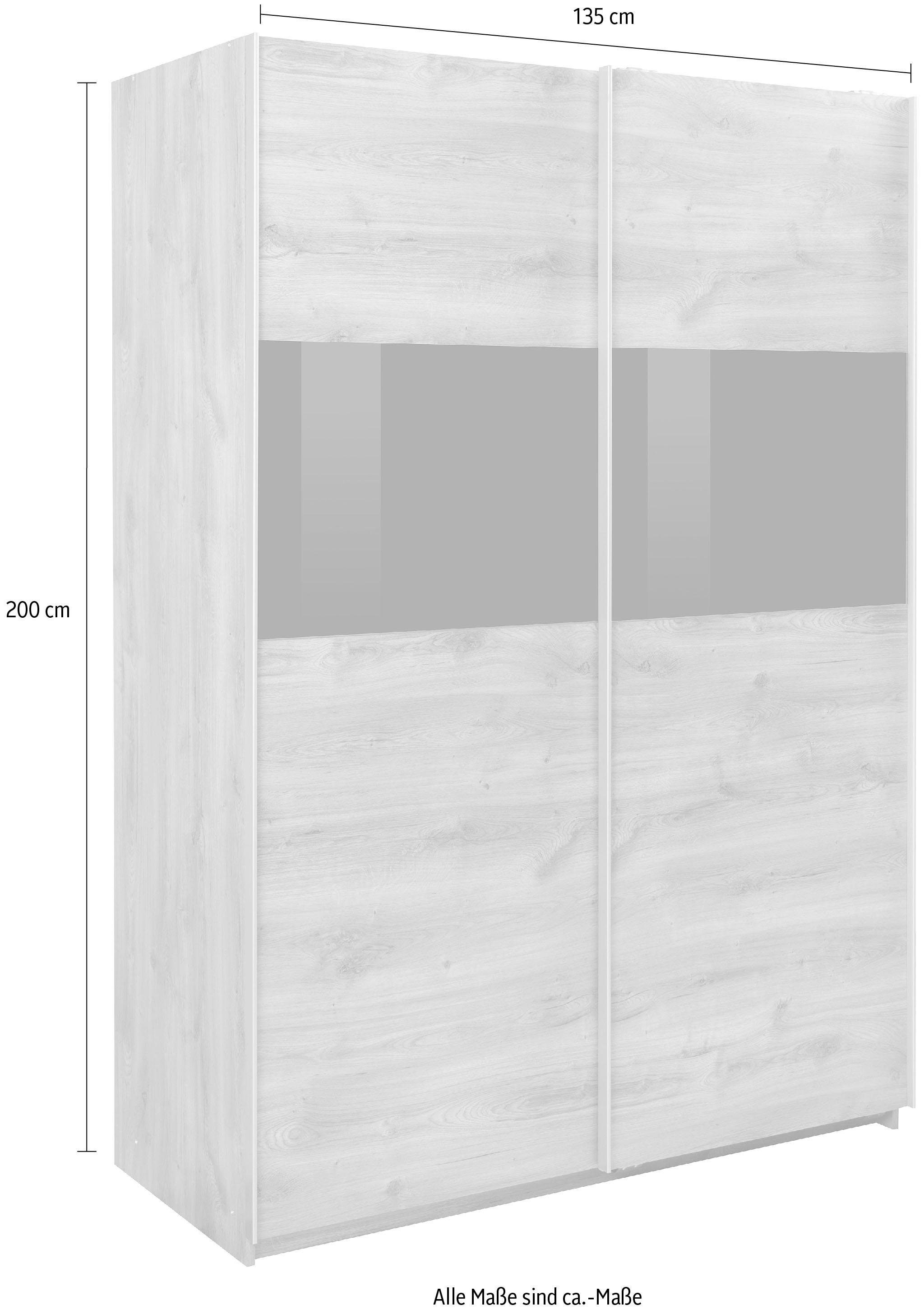 Wimex Schwebetürenschrank Bramfeld TOPSELLER Kleiderschrank mit Glaselementen und zusätzlichen Einlegeböden