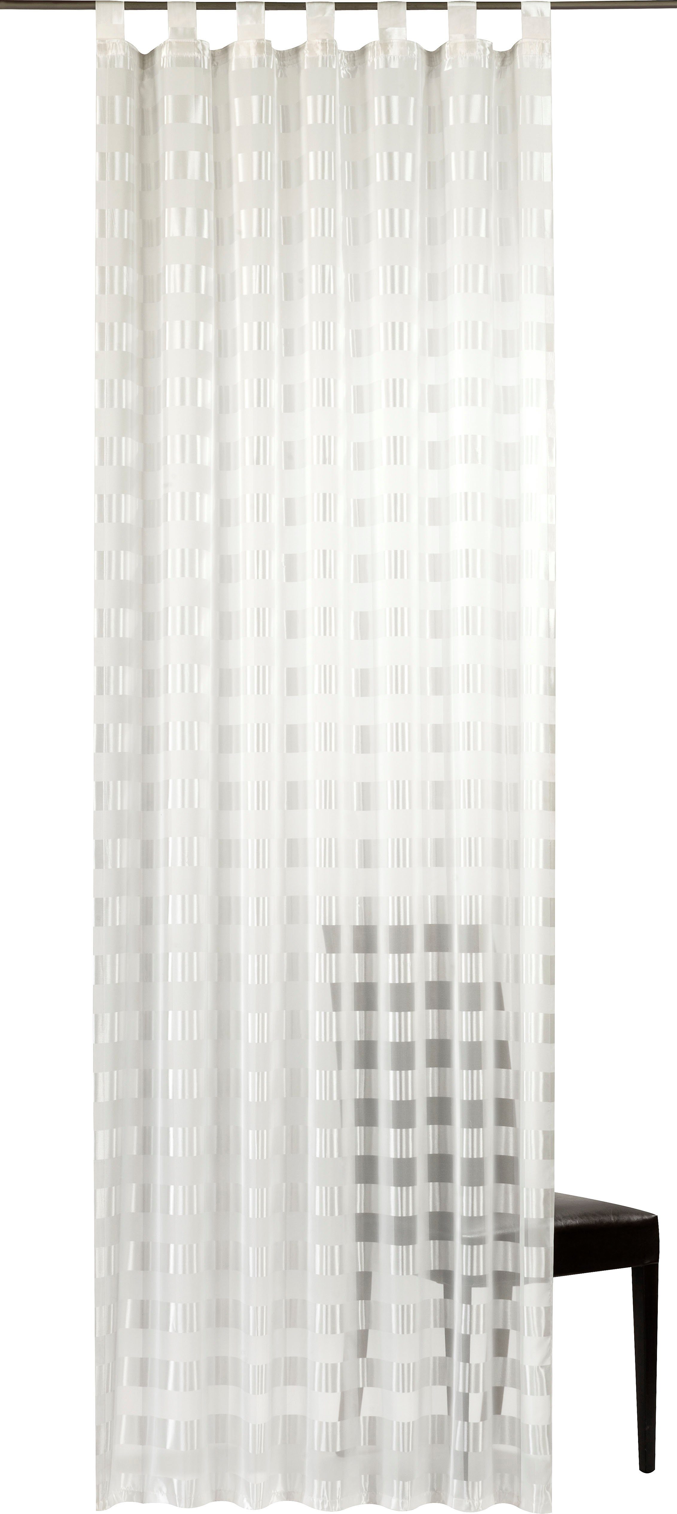 ELBERSDRUCKE, Schlaufen Gardine Karo-Voile, weiß (1 St), halbtransparent, Voile