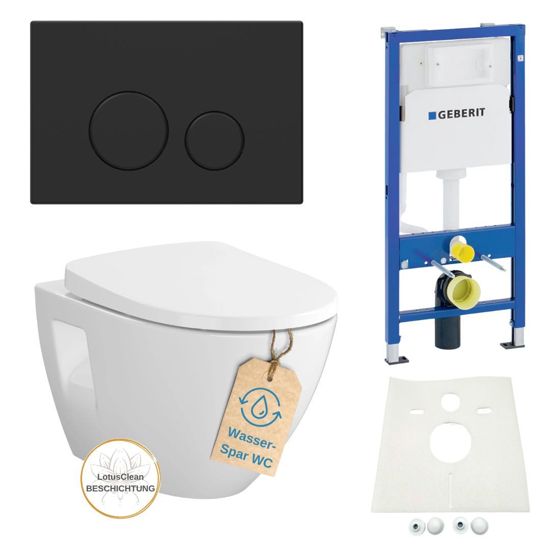 WC-Komplettset Geberit Spülkasten WC Betätigungsplatte schwarz