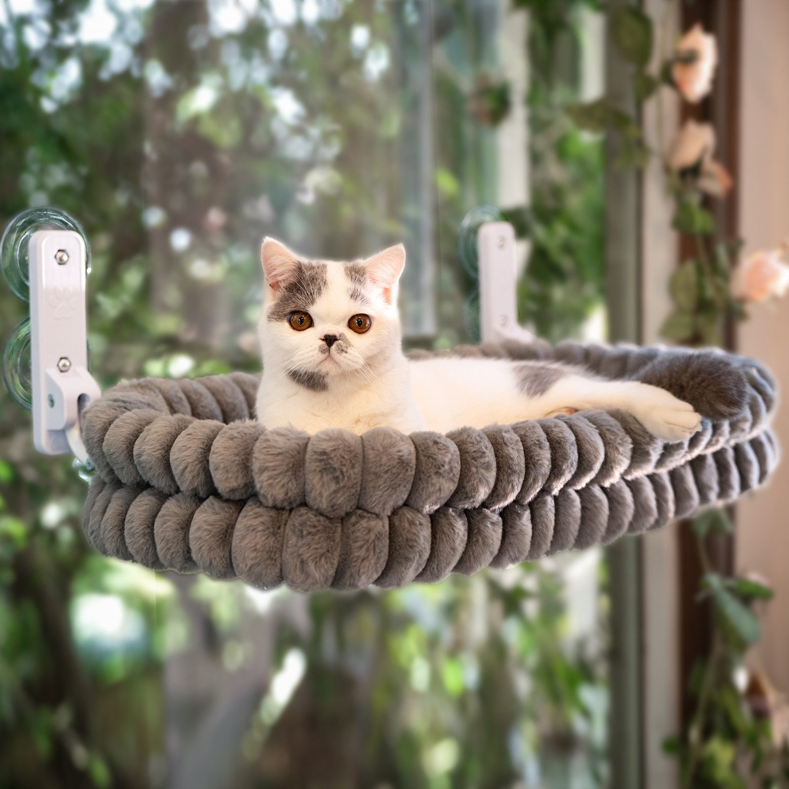 CheerPals Tierbett Fensterliege bis 18kg, faltbare Hängematte, Wendebezug, Polyesterfaser