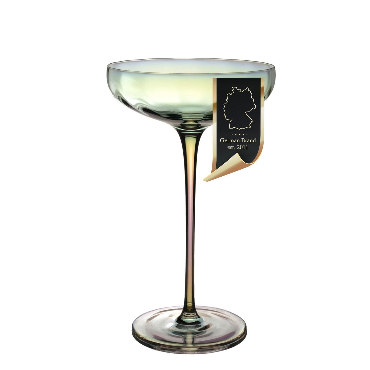 Intirilife Martiniglas, 1-tlg., Glas, Martini Cocktail Glas Regenbogen Schimmer Wellenform 140 ml