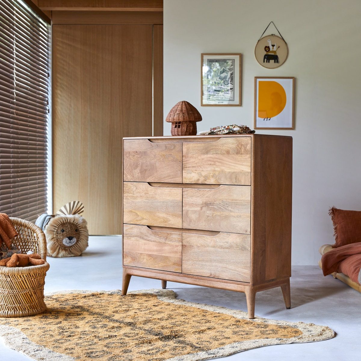 Tikamoon Kommode Kinderkommode Gabrielle aus massivem Mangoholz