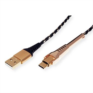 ROLINE GOLD USB 2.0 Sync- & Ladekabel, USB-A/USB-C USB-Kabel, USB 2.0 Typ A Männlich (Stecker), USB Typ C (USB-C) Männlich (Stecker) (100.0 cm), Stütze