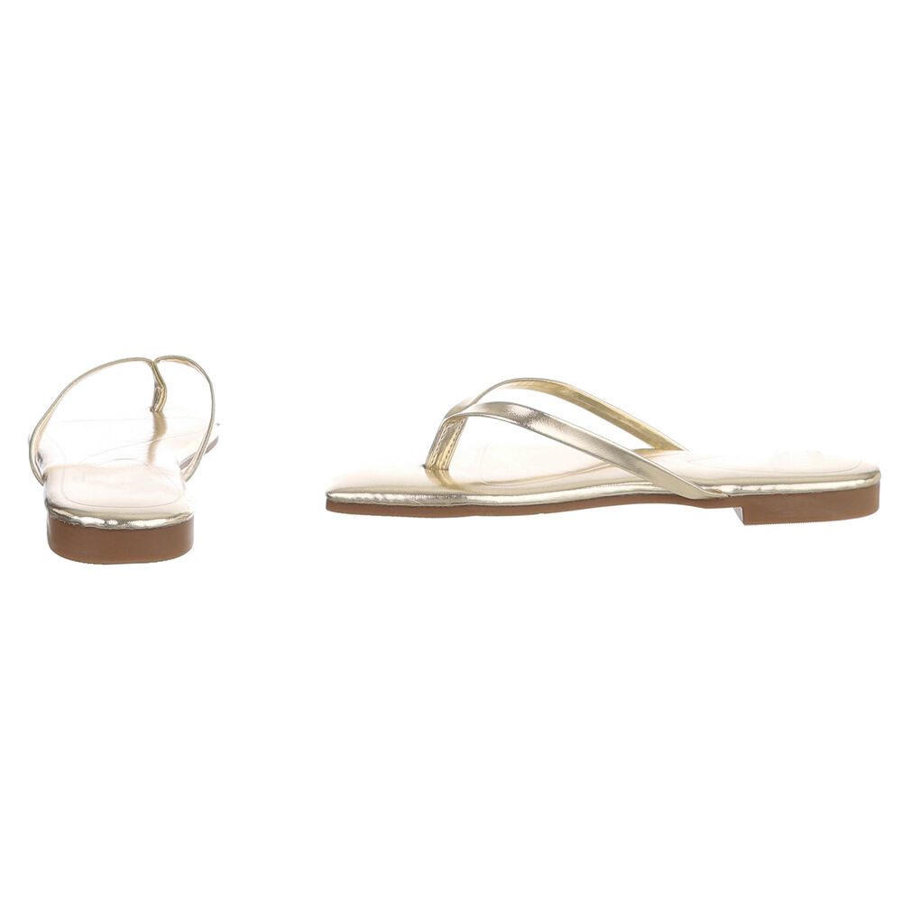 Ital-Design Minimalistische Damen Flip-Flops mit flacher Sohle Zehentrenner (91512429) Blockabsatz Zehentrenner in Gold – Bild 5 von 5